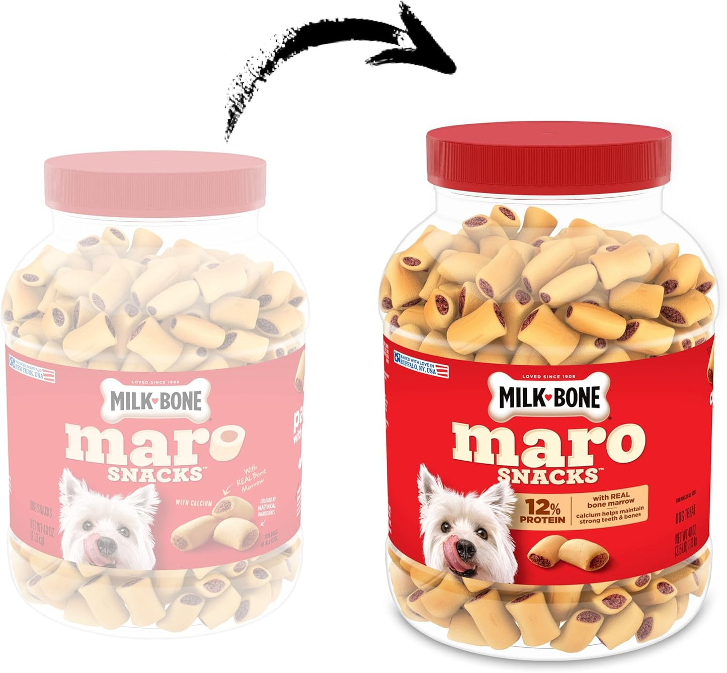 Milk-Bone MaroSnacks Small Dog Treats - Real Bone Marrow, 40 Oz Canister | Delicious & Nutritious