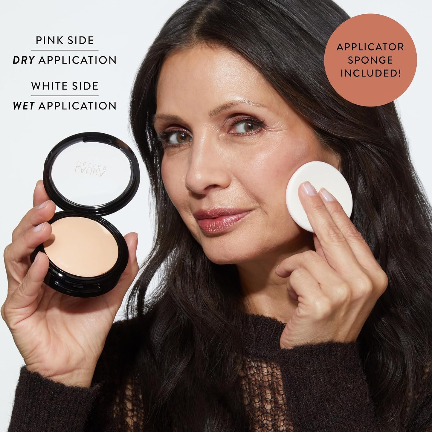 Laura Geller Baked Starter Kit - Full Coverage Double Take Powder Foundation & Face Palette | Retractable Kabuki Brush (01 Porcelain)