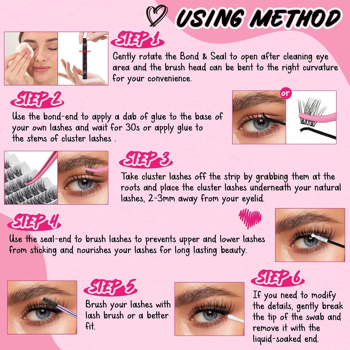 Cluster Lash Glue & Seal - Waterproof Strong Hold for DIY Eyelash Extensions | 5ml Black & 5ml Clear