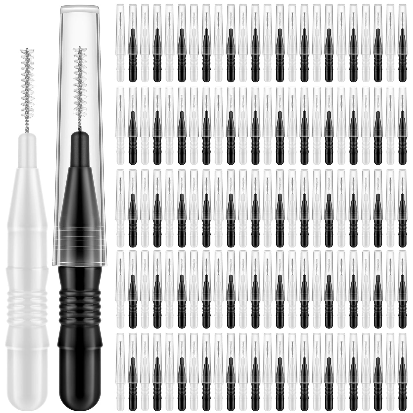 MAPVOLUT 120-Piece Eyebrow Brush Set - Professional Grade Brow Lamination & Eyelash Extension Brushes with Detachable Cap (Black & White) - Perfect for Makeup, Hair Care, and Beauty Touch-Ups