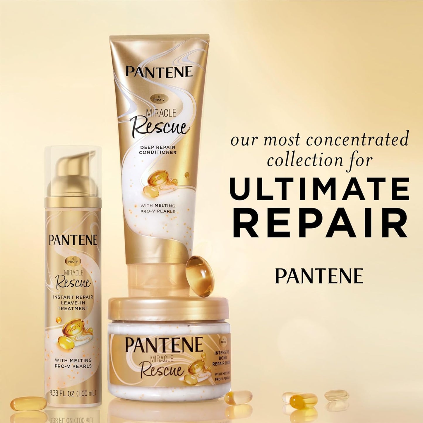 Pantene Miracle Rescue Hair Mask - Intensive Bond Repair with Melting Pro-V Pearls | 10.1 fl oz for Dry Damaged Hair