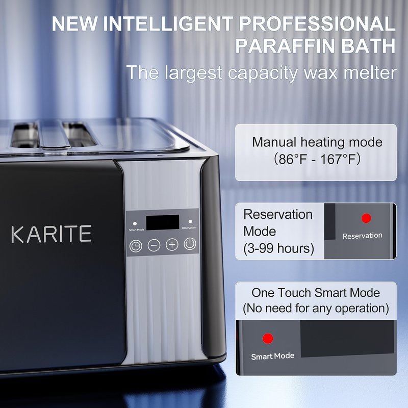 KARITE Paraffin Wax Machine for Hands and Feet, 9000ml Paraffin Wax Bath with Auto-Timer, Smart Mode, Precision Temperature Control, Paraffin Wax Warmer Kit with 16PCs Refills