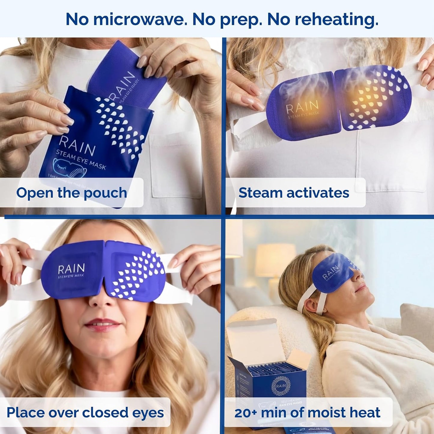Heated Eye Mask for Dry Eyes - Self-Heating Steam Compress | 20 Disposable Masks, Unscented, Travel Ready