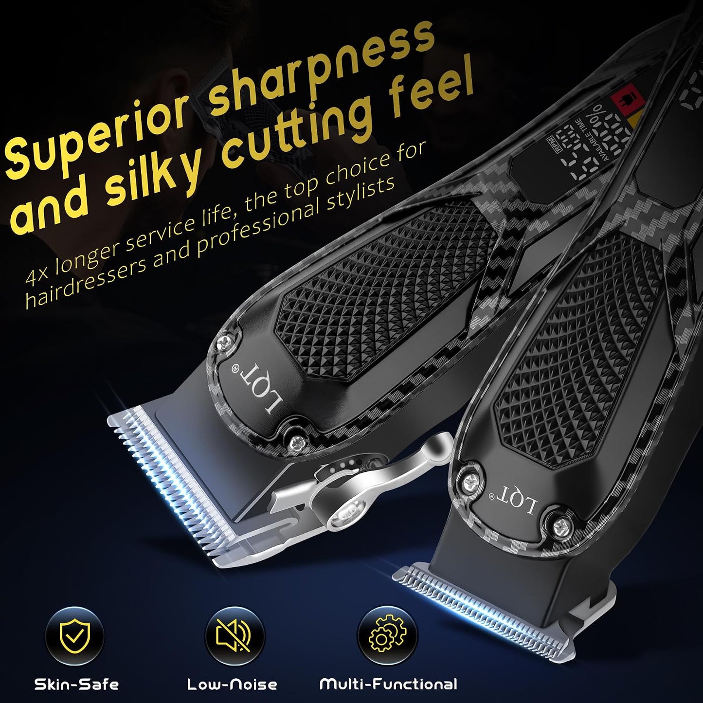 Rechargeable Cordless Hair Clippers for Men - Professional Beard Trimmer & Electric Shaver Kit | LCD Display, Perfect Gift for Dad