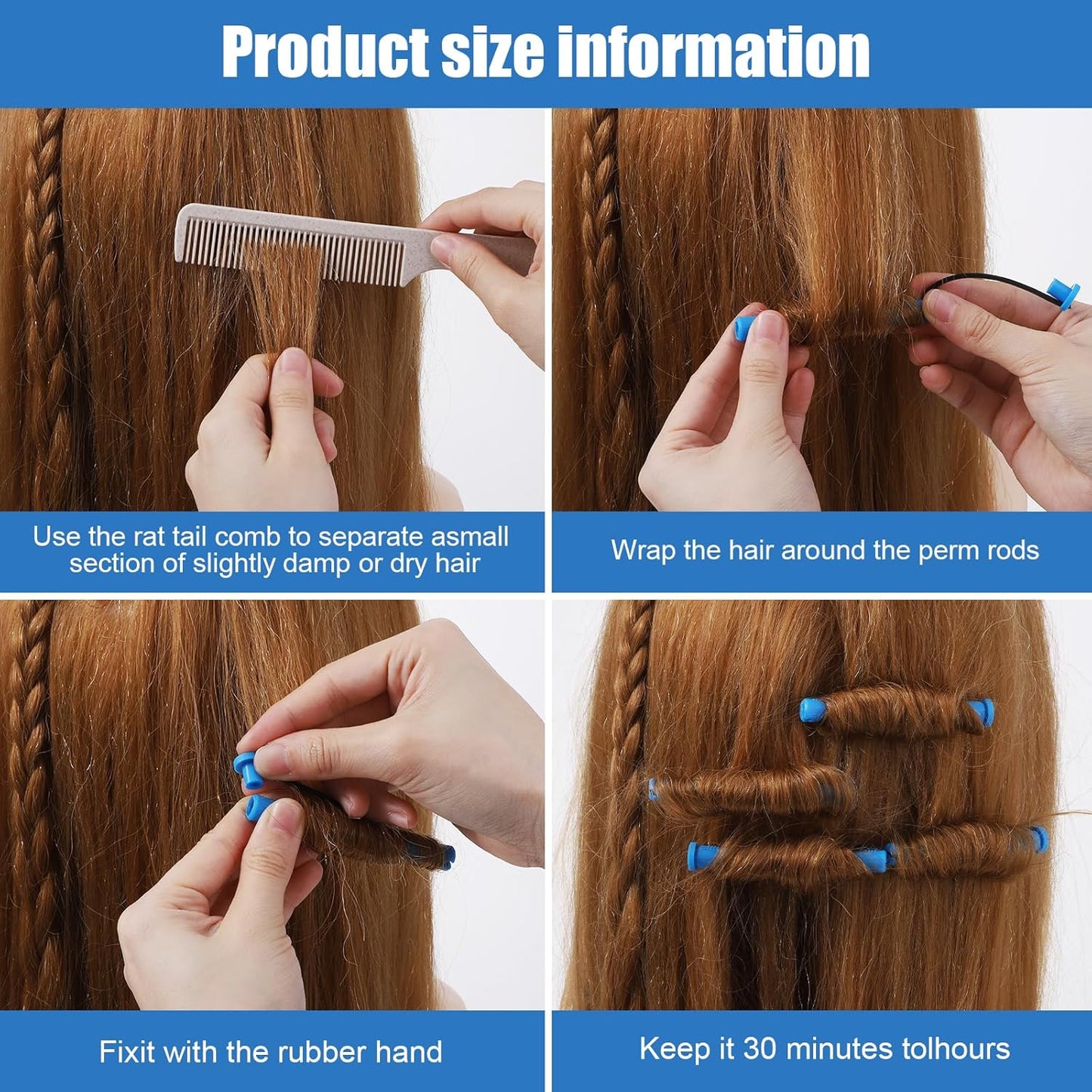 Cold Wave Perm Rods Set - 40PCS Plastic Curling Rollers for Long & Short Hair | DIY Hairdressing, Blue