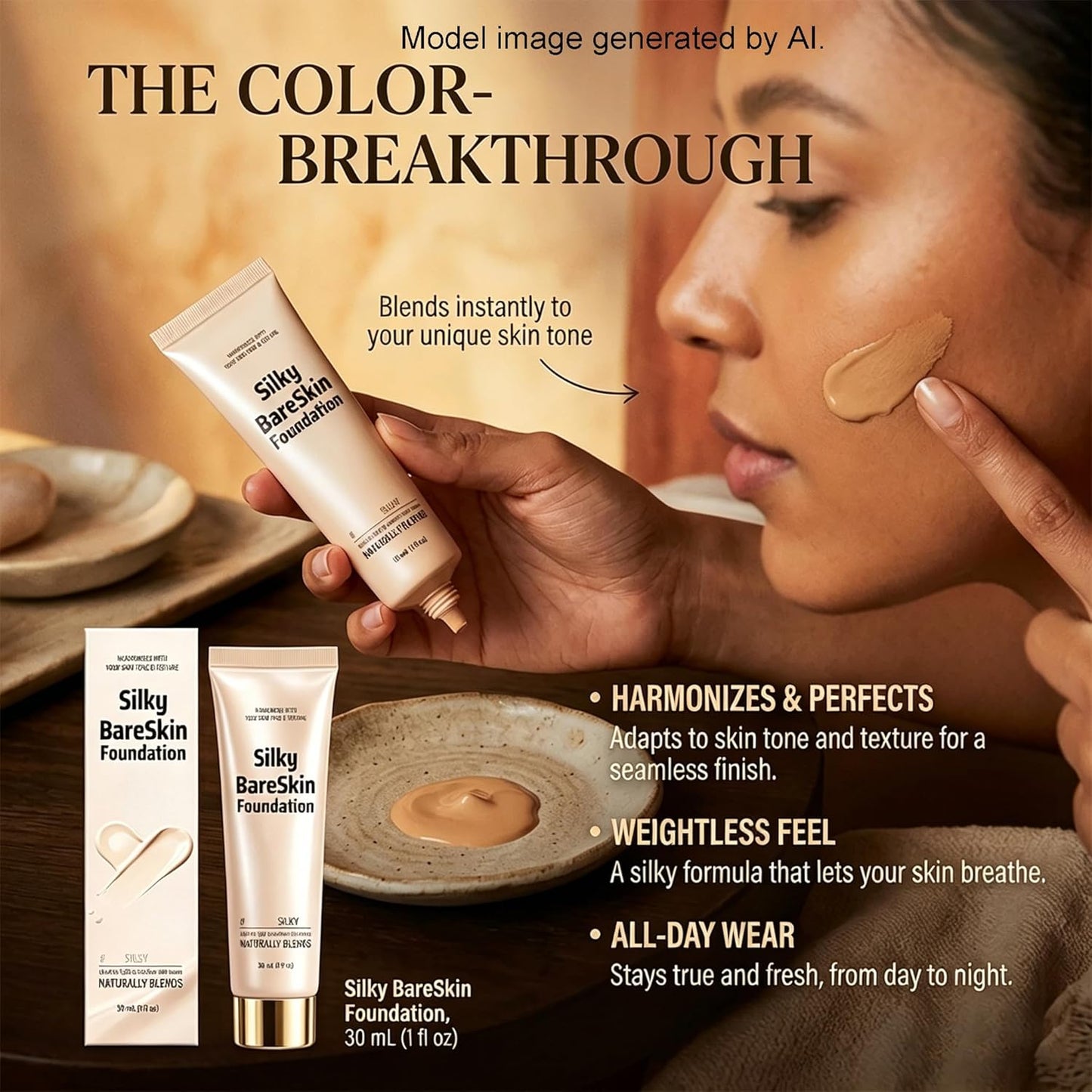 Color Changing Foundation for Women - Hydrating & Firming, Buildable Sheer to Medium Coverage | 1 fl oz (Light)