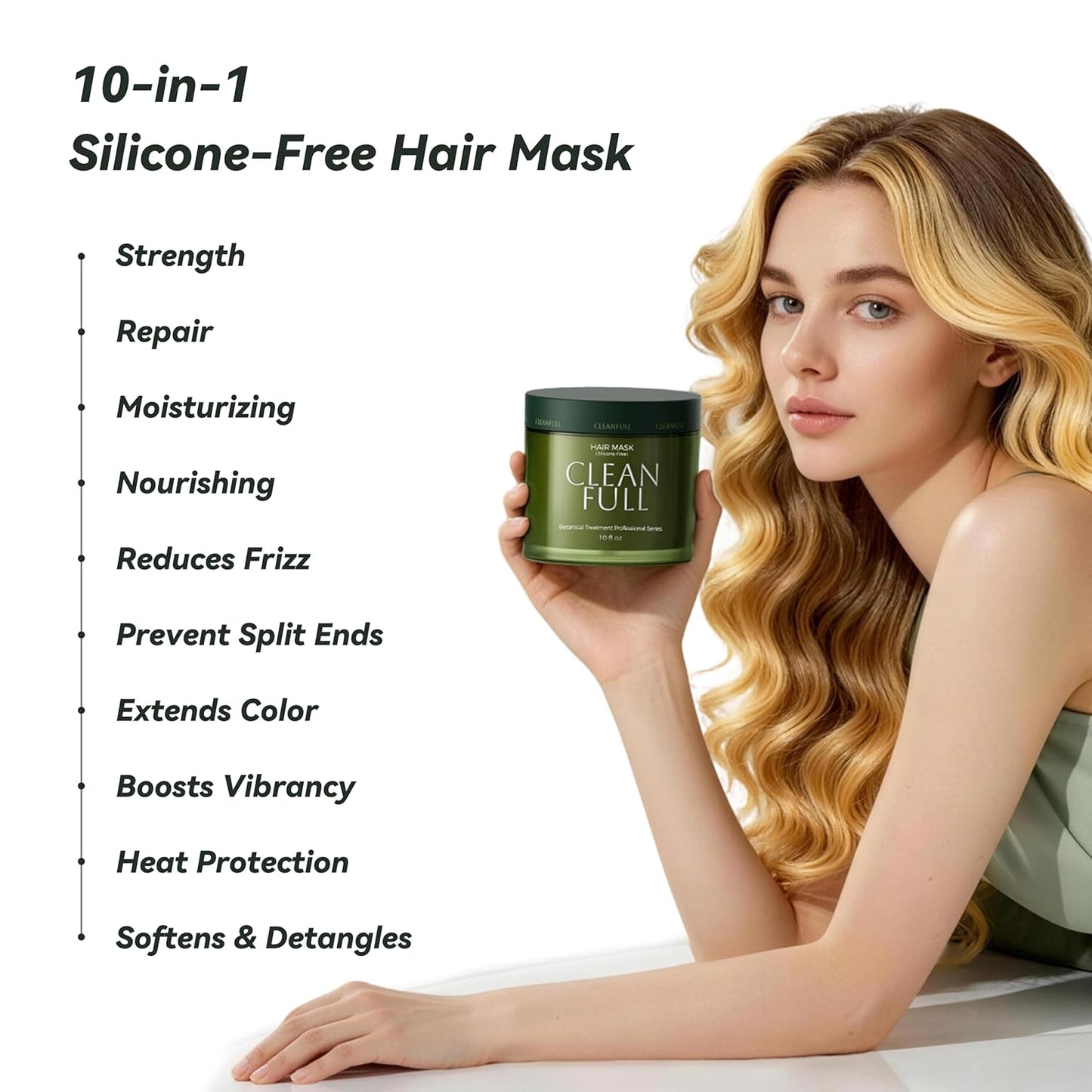 Botanical Keratin Hair Mask - Deep Repair Conditioner for Dry, Damaged Hair | Vegan, Silicone-Free, 10 fl oz