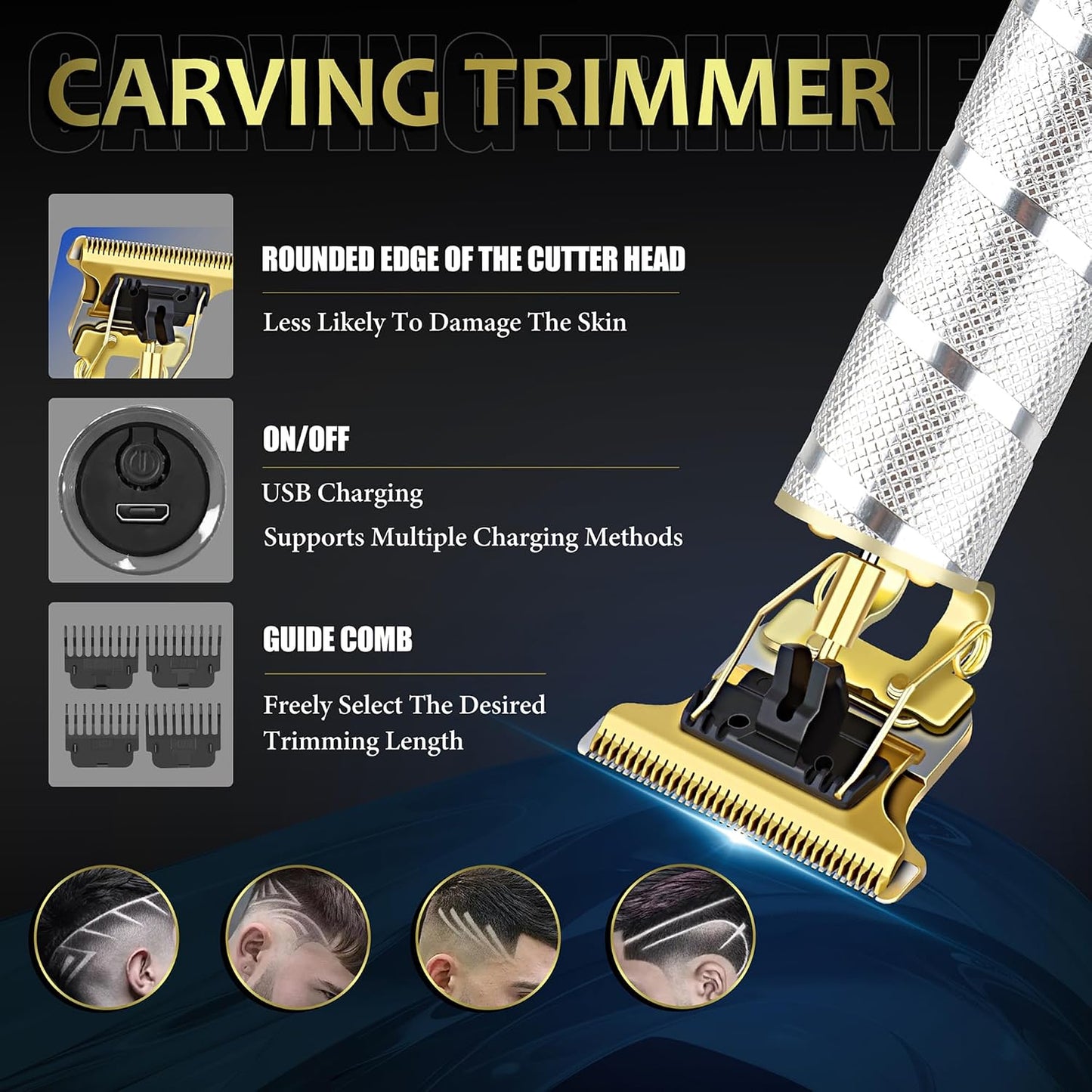 Hair Clippers for Men - Cordless 4-Piece Grooming Kit with LED Display | Clipper, Beard Trimmer, Shaver & Nose Trimmer