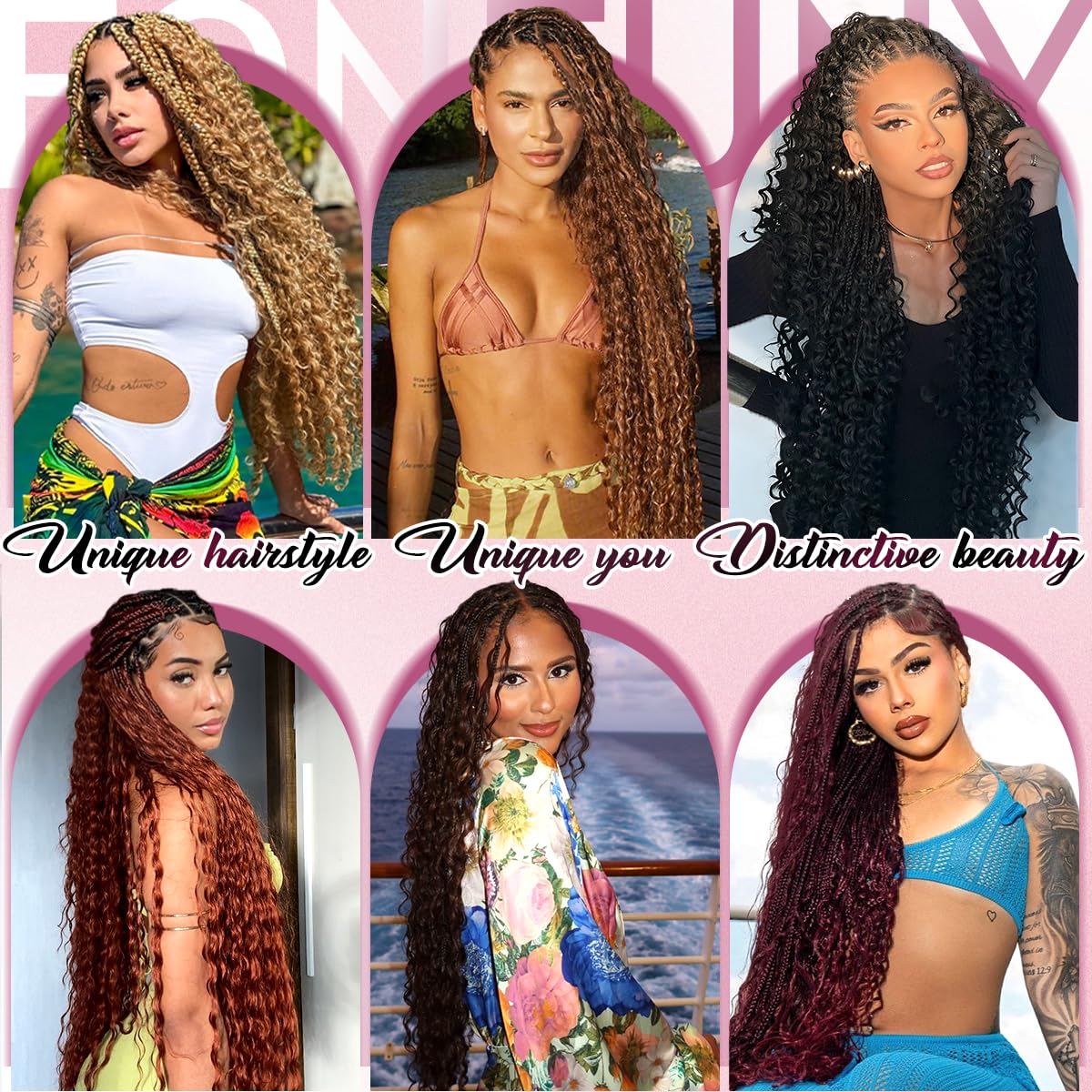 FONFUNY Human Braiding Hair for Boho Braids 120g Deep Wave Boho Bulk Human Hair for Braiding Knotless 12A Curly Wet and Wavy Bohemian Braids No Weft 3 Bundles/Pack Burgundy 22 Inch