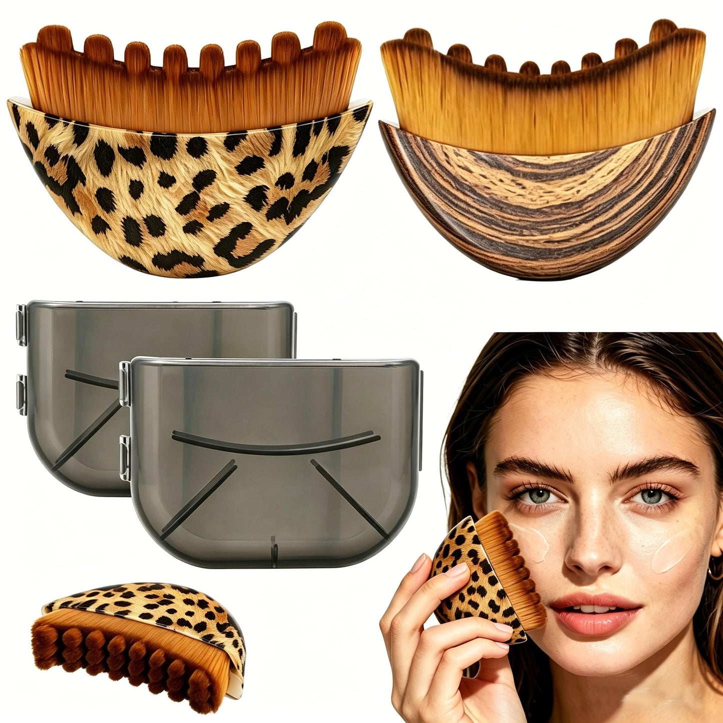 2PCS Lymphatic Contour Face Brush, Lymphatic Drainage Brush for Sculpting & Lifting, Gentle Facial Sculpting for Jawline & Cheeks, Ergonomic Lymphatic Face Brush for Chin & Neck, Ultra-Soft Bristles