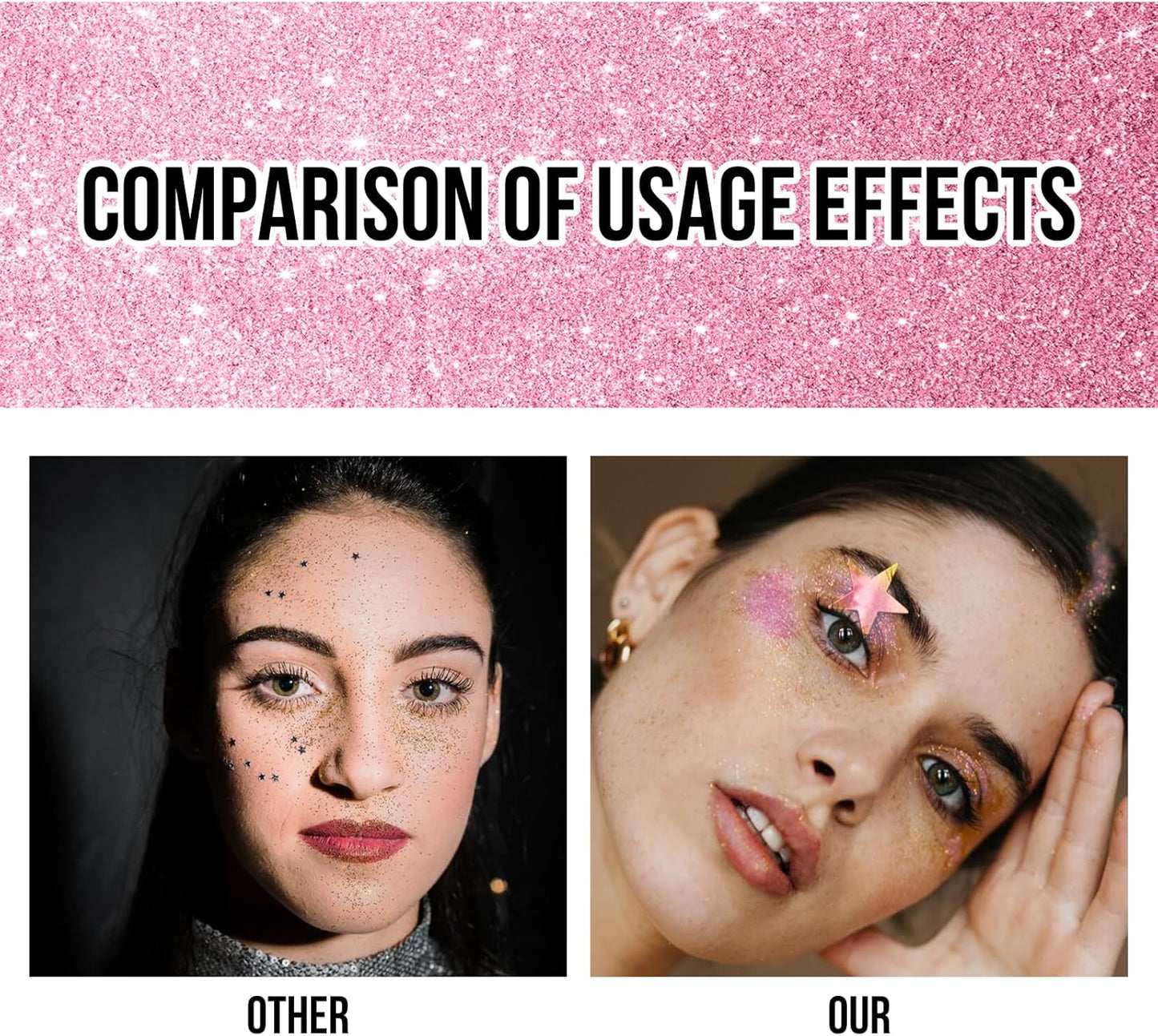 Pink Glitter Stick - Long-Lasting Face & Body Makeup Gel | Non-Greasy Chunky Glitter for Rave & Soccer Events