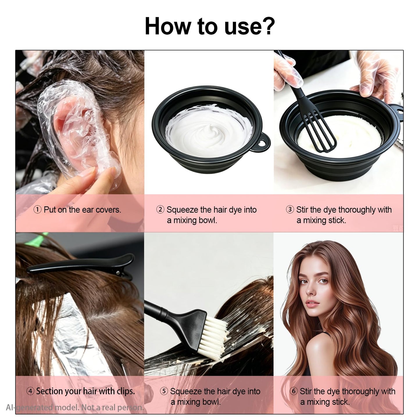 12 pcs Hair Dye Kit Professional Salon Tools with Hair Dye Brush and Bowl Set Hair Bleach Kit,Dye Clips Gloves Ear Covers,for Hairstylist and Women Hair Bleaching Coloring Highlighting Kit (12, black)