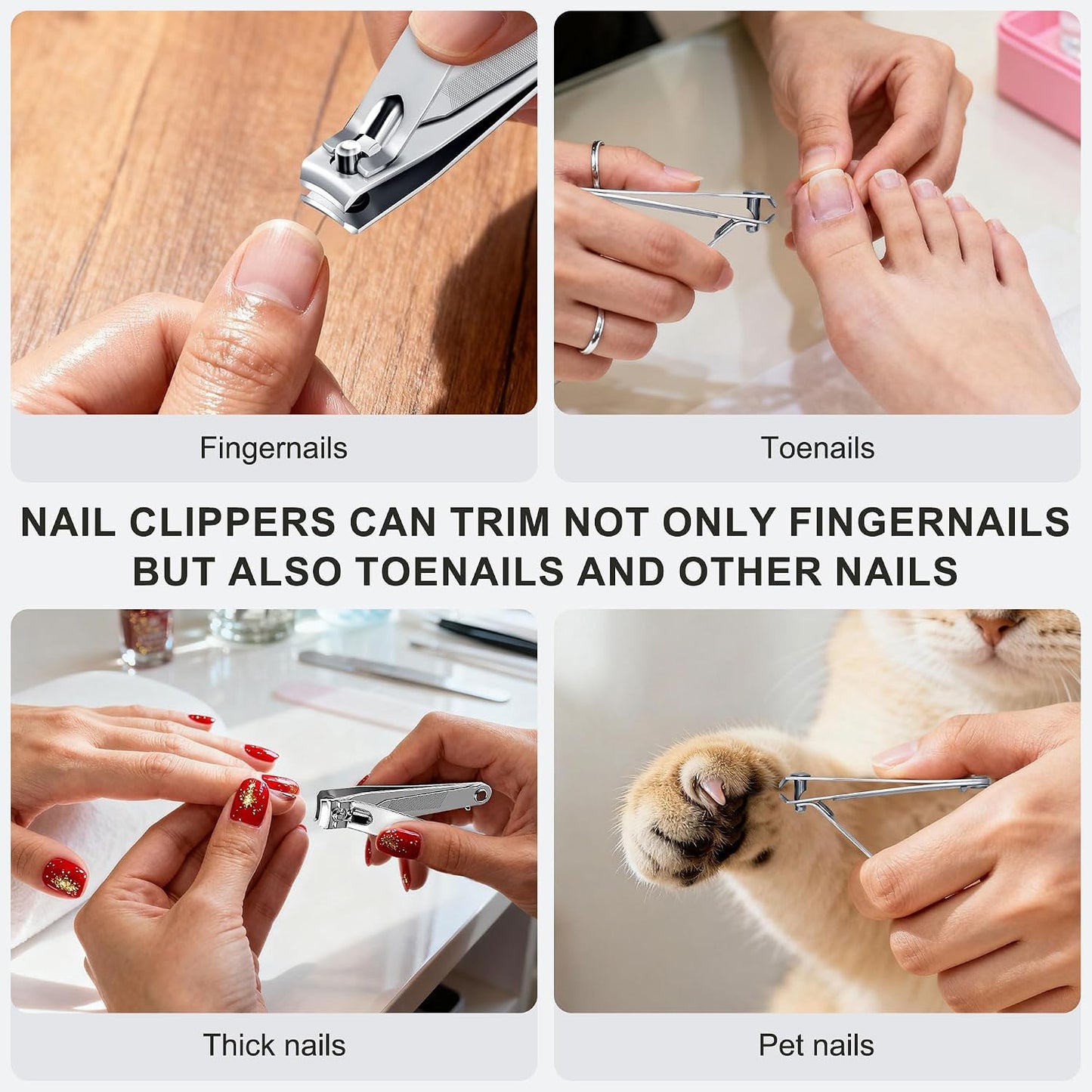 Nail Clippers Bulk - Fingernail Clippers with File | Individually Wrapped for Travel & Charities (50-Pack)