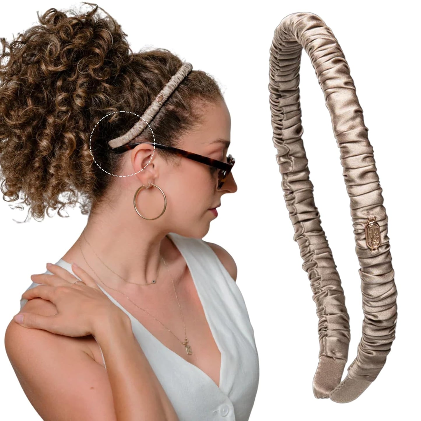 Silk Headband for Women | 100% Mulberry Silk, Wide Non-Slip Design, No Headache, Perfect for Curly & Textured Hair