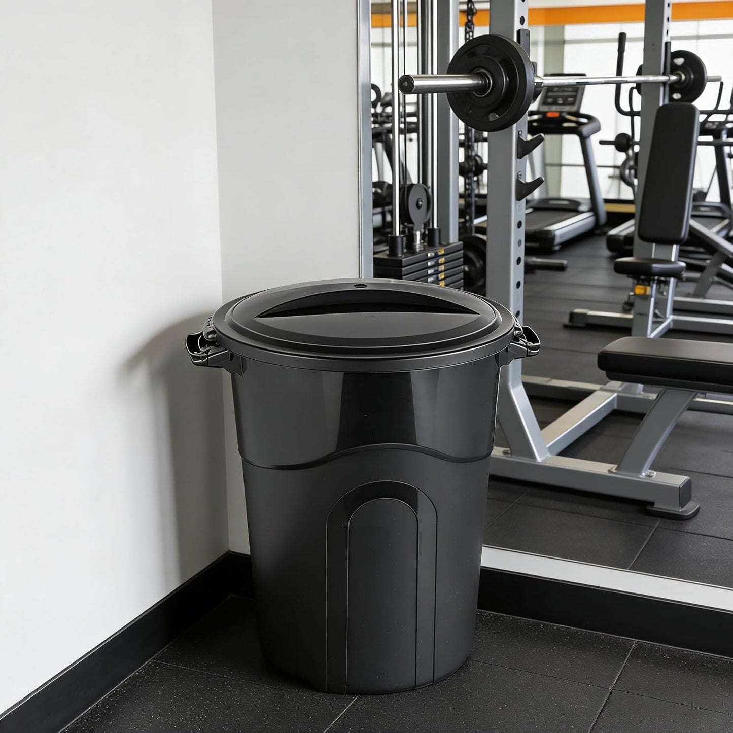 32 Gallon Trash Can - Durable Indoor/Outdoor Waste Bin with Lid | Black