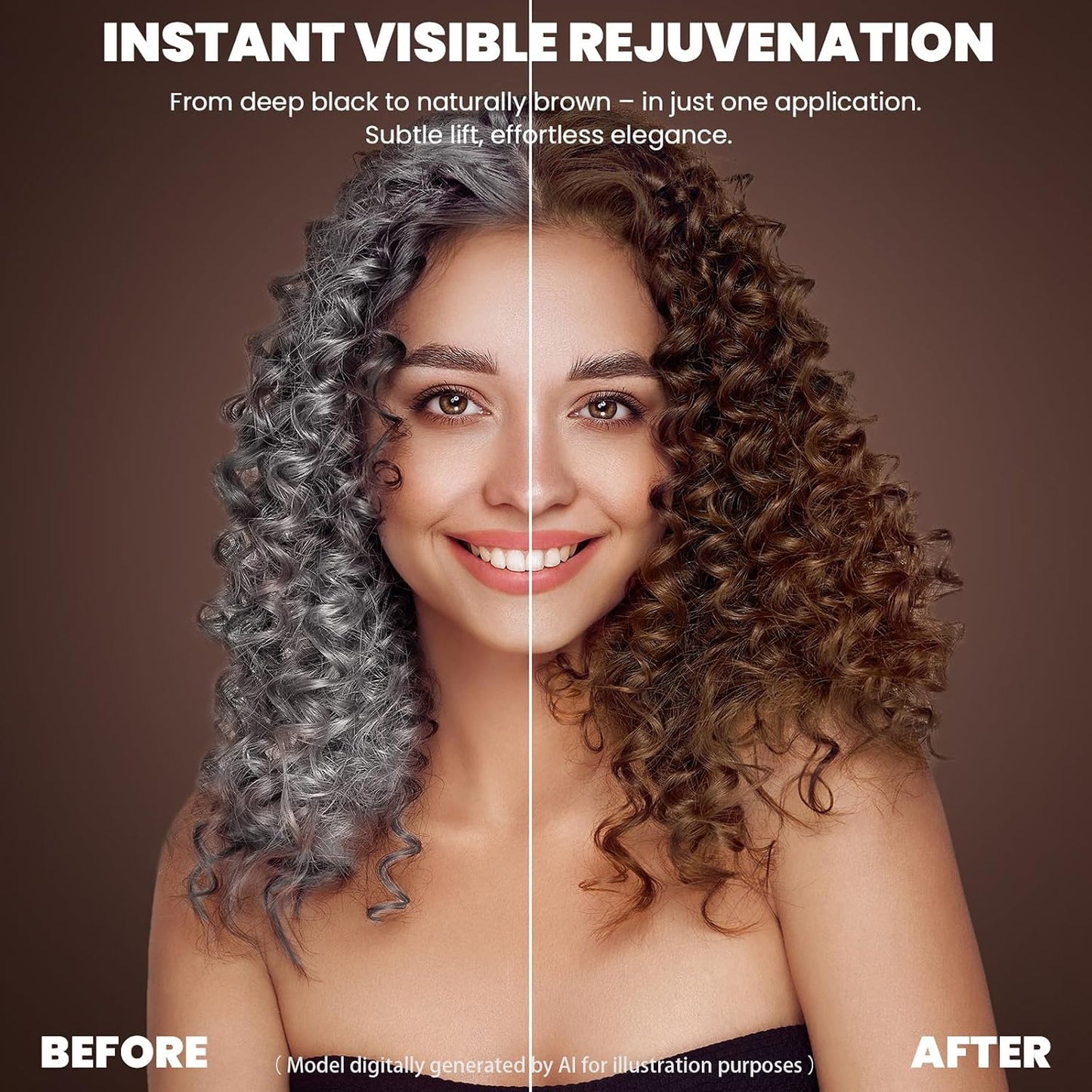 Brown Hair Dye Shampoo - Herbal 3-in-1 Formula for Semi-Permanent Grey Coverage | Unisex Hair Color Solution
