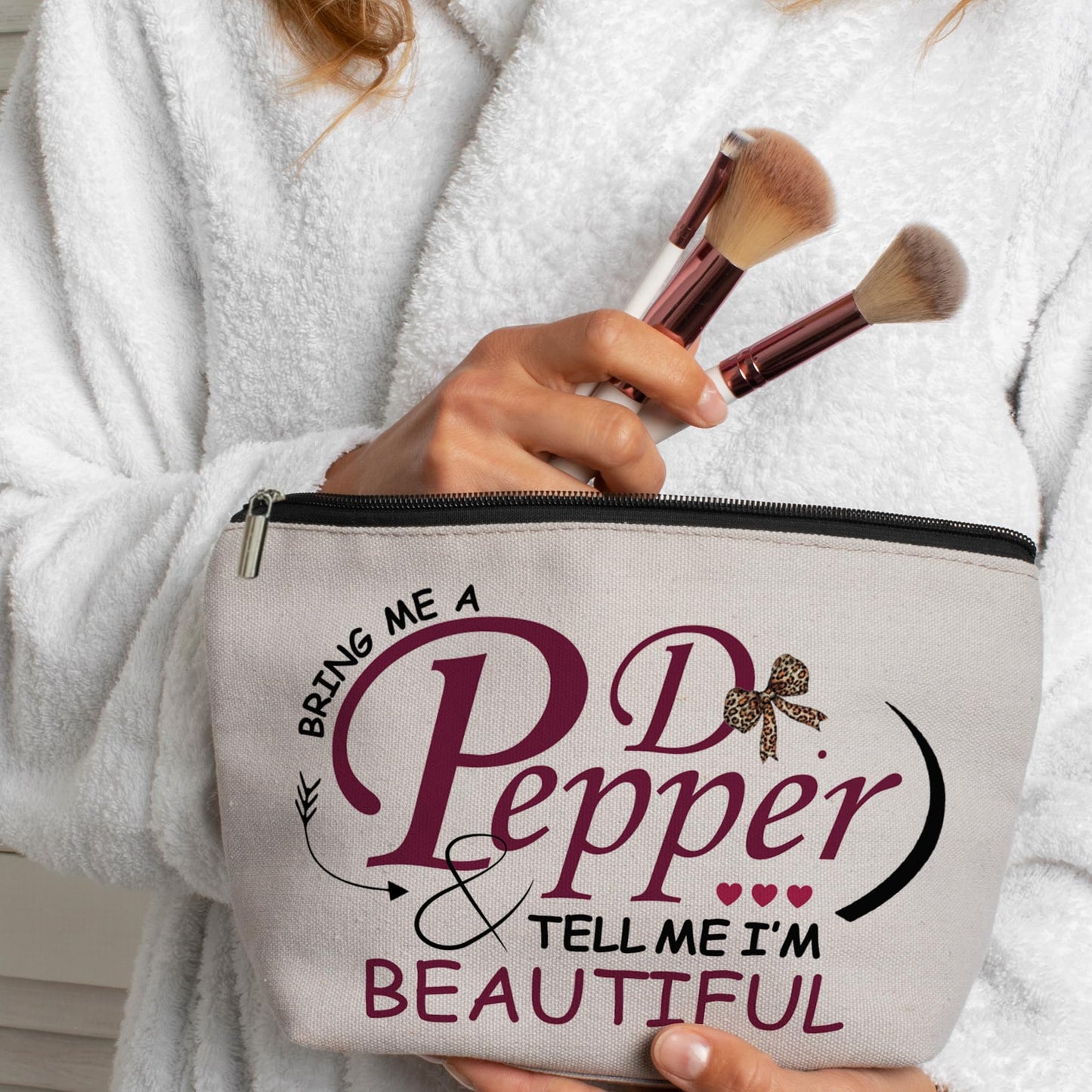 Pepper Merch Makeup Bag, Doctor Pepper Stuff Lover Travel Cosmetic Pouch