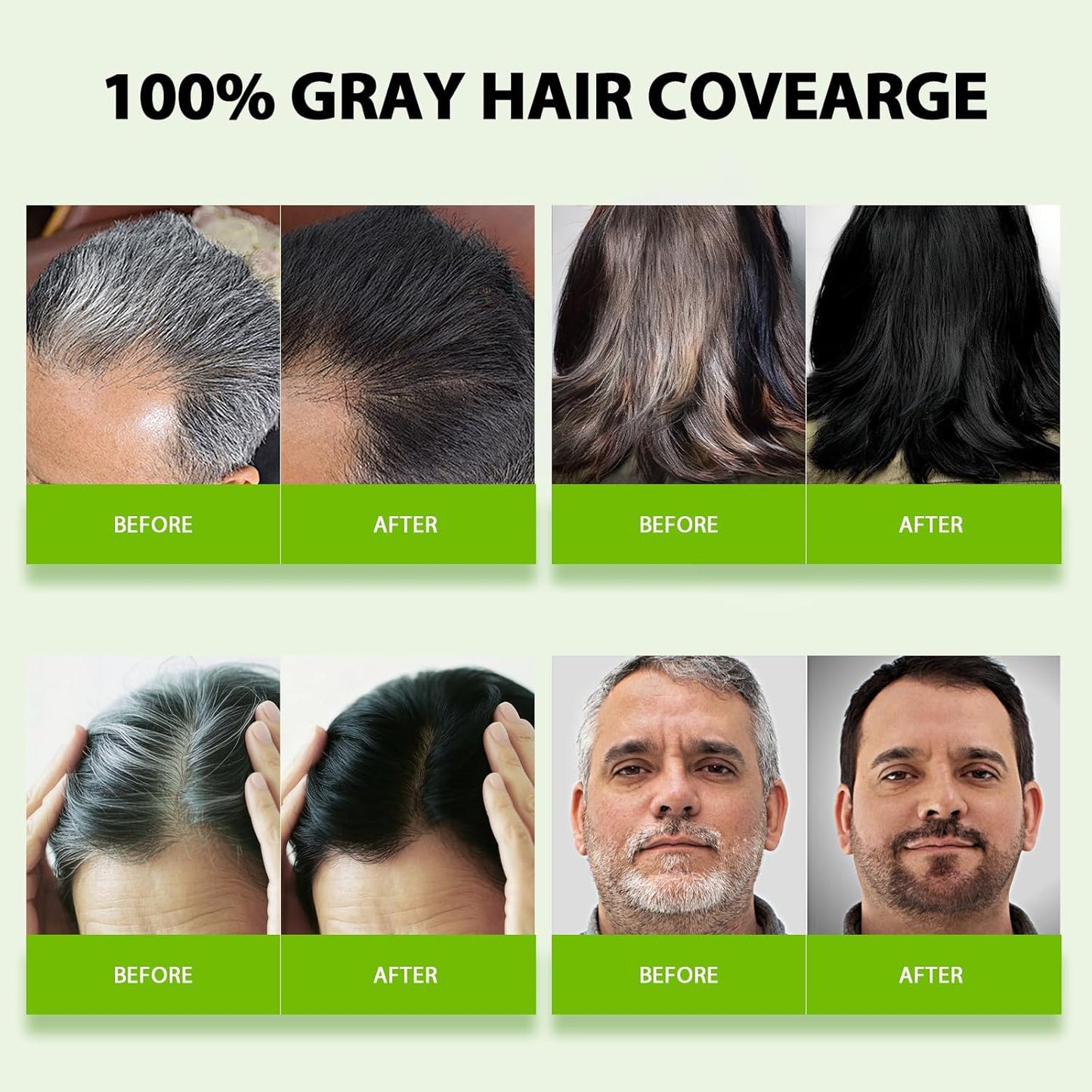 Black Hair Dye Shampoo - 10 Min Gray Coverage | 3-in-1 Semi-Permanent Color with Herbal Ingredients