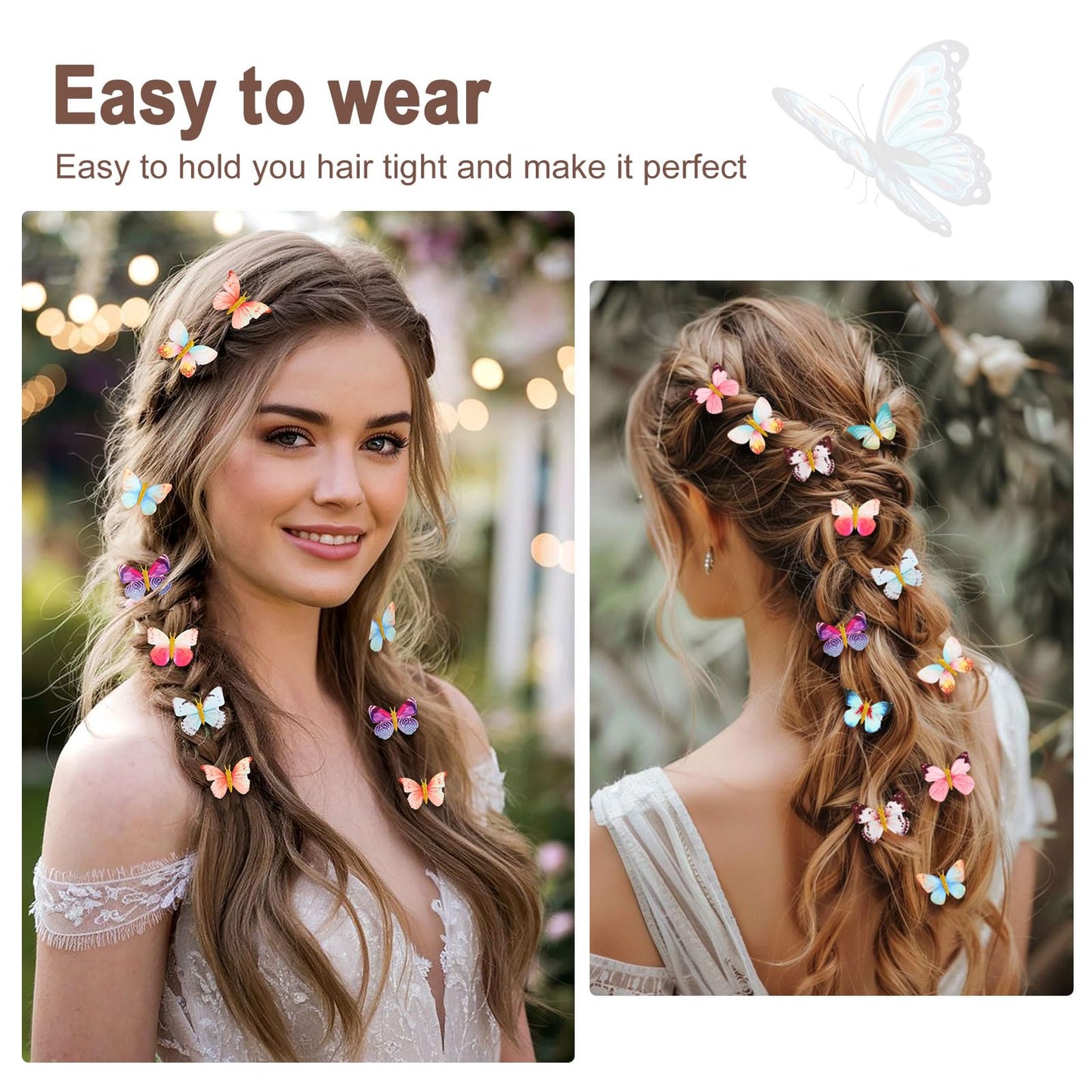 Paderison 20Pcs Butterfly Hair Clips Moving Rainbow Glitter Clip Fairy Accessories Dream Color