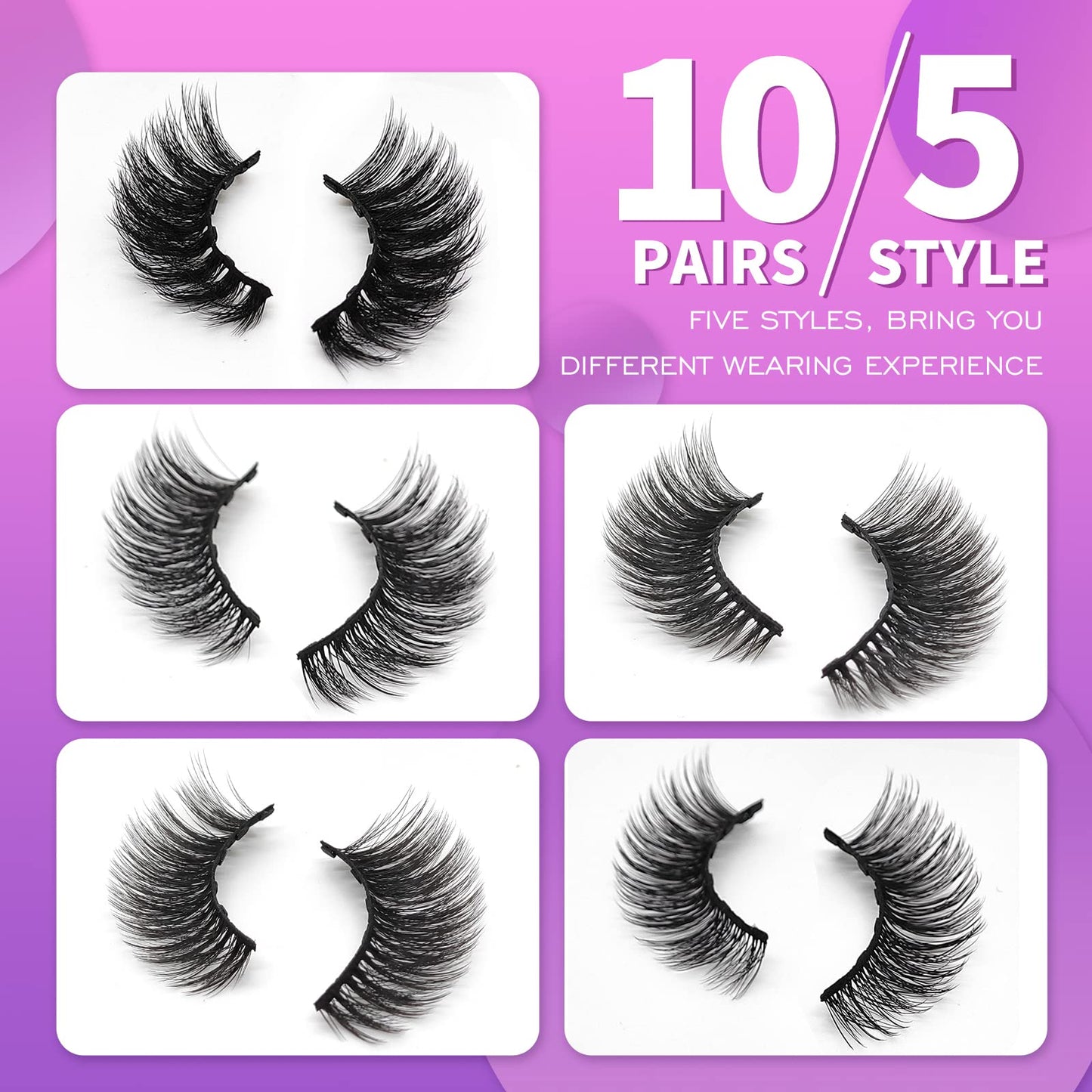Royaomis 10 Pairs Cat-Eye Magnetic Lashes With Eyeliner, 3D Magnetic Eyelashes Natural Look With Eyeliner, Fake Eyelashes Magnetic