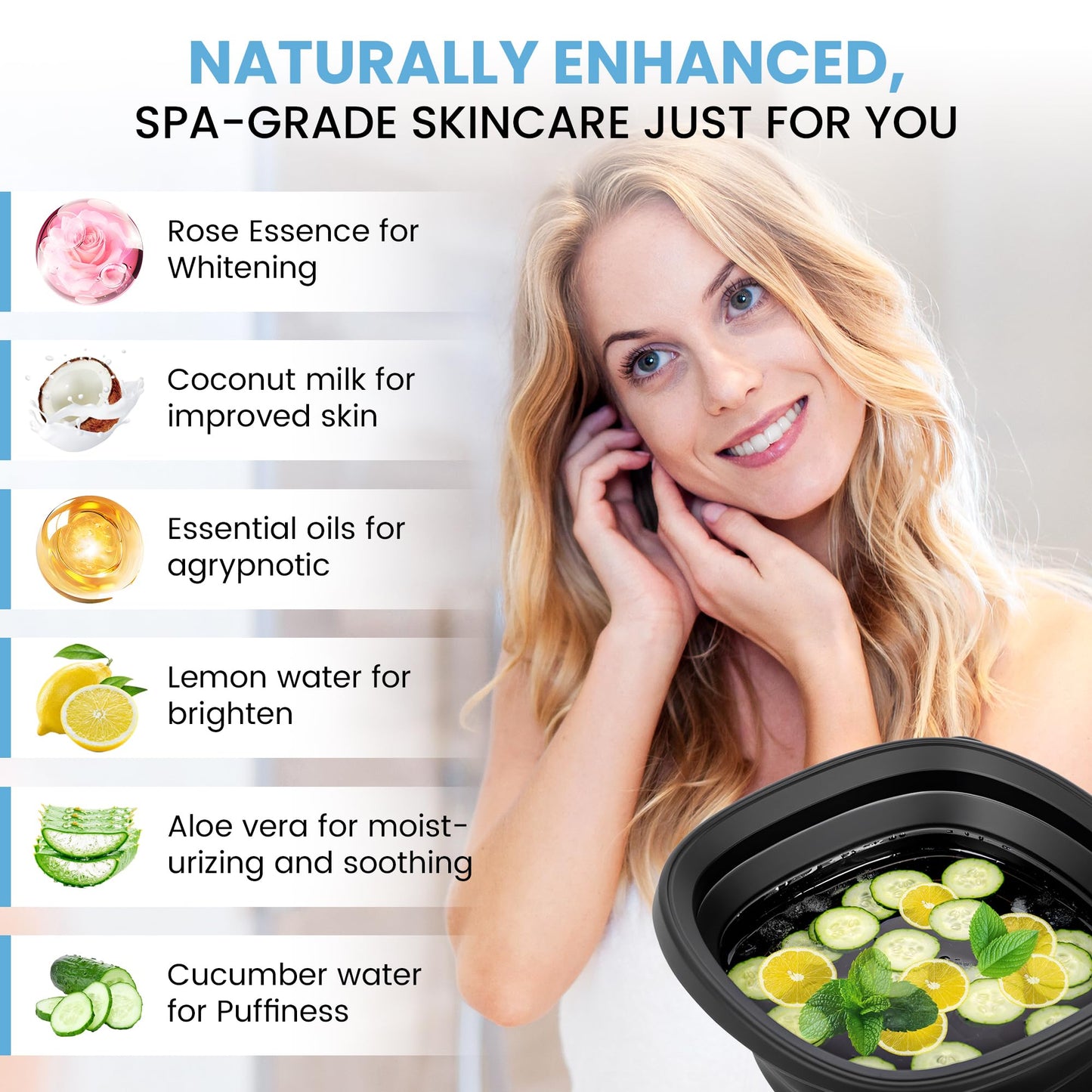 Face Bowl for Ice - Ice Face Plunge Bowl Collapsible, Silicone Facial Tub for Cold Water Therapy, Large Portable Ice Bath Basin for Skin Tightening, Puffiness Relief, Dunking and Rejuvenation, Unisex