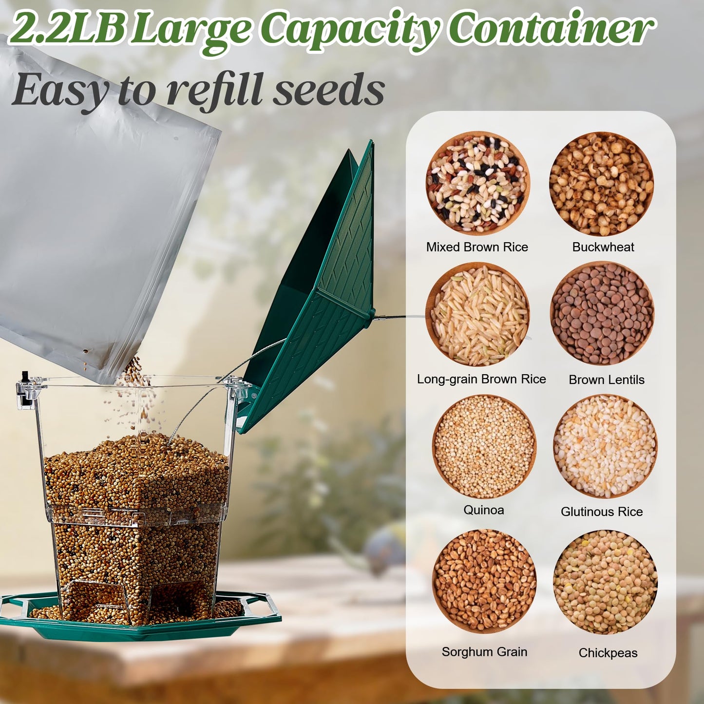 KSIA Klear Bird Feeder for Outdoor Hanging, Squirrel Proof Bird Feeders, Wild Birdfeeders Outside Hanging, Large Capacity Birdfeeder for Cardinal, Attracting Wild Birds, 1 Pack