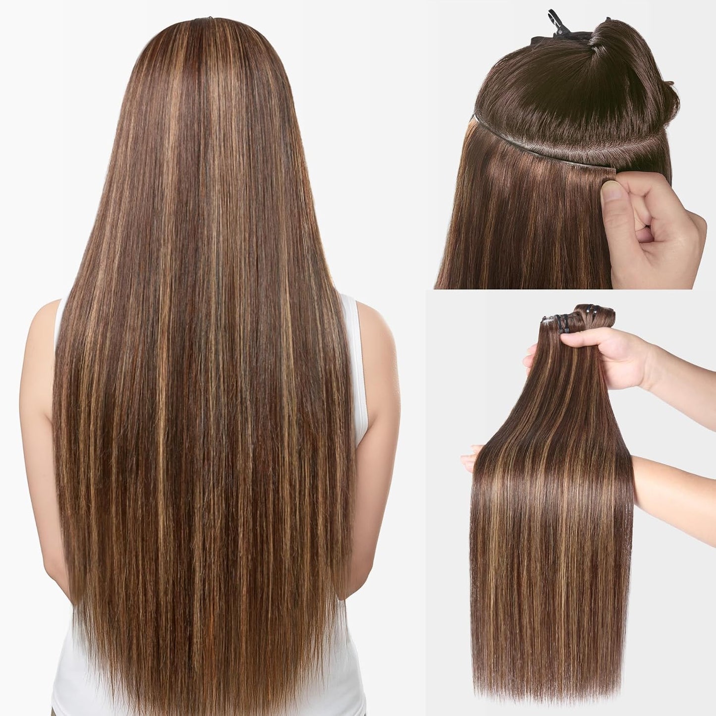 Invisible Messy Curly Clip-In Hair Extensions - Real Human Hair for Women | 14 Inch, 110g, 6 Pcs, Remy Hair