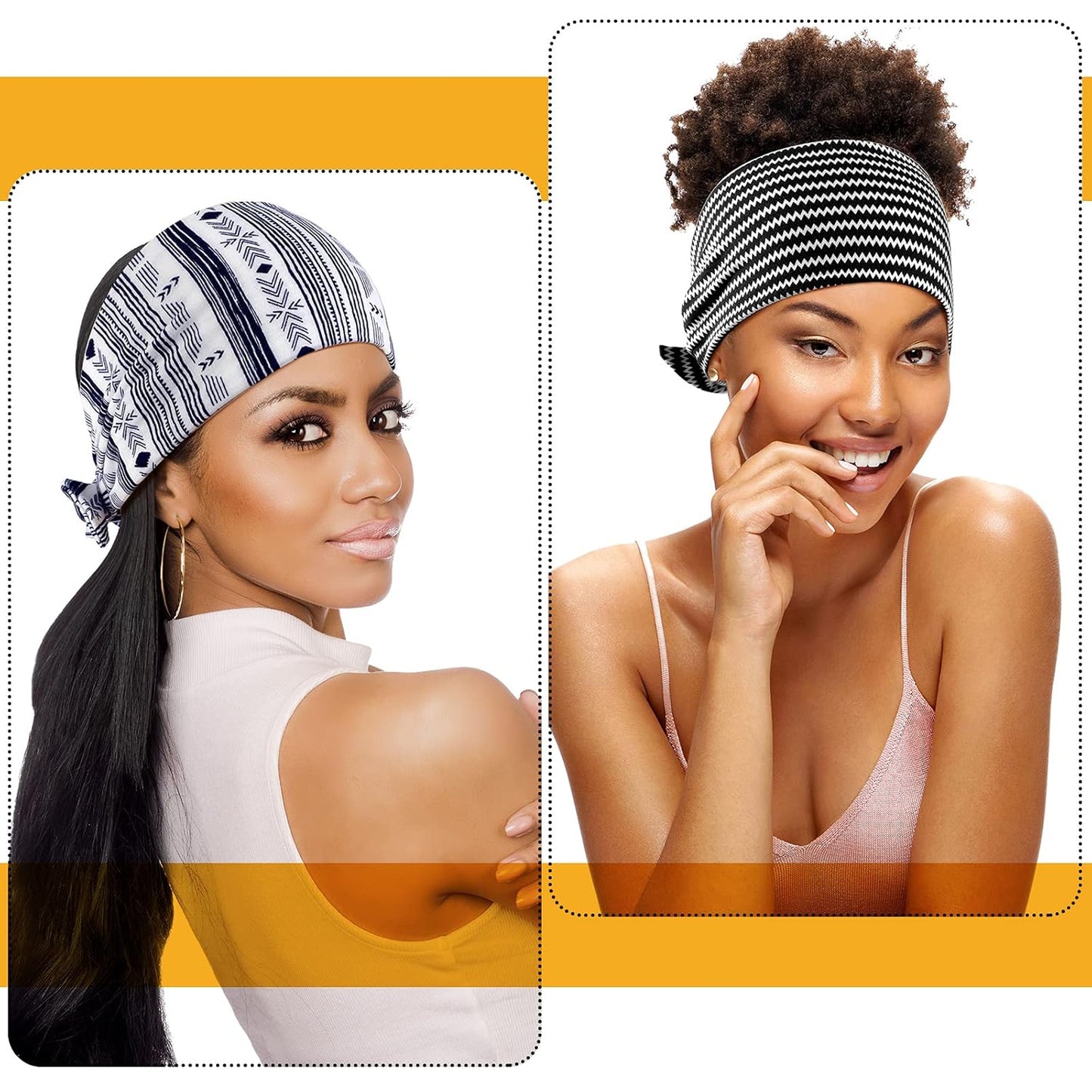 WILLBOND 6 Pcs Adjustable Tie Headbands for Women - Non-Slip Floral Hairbands for Yoga, Running & Cycling