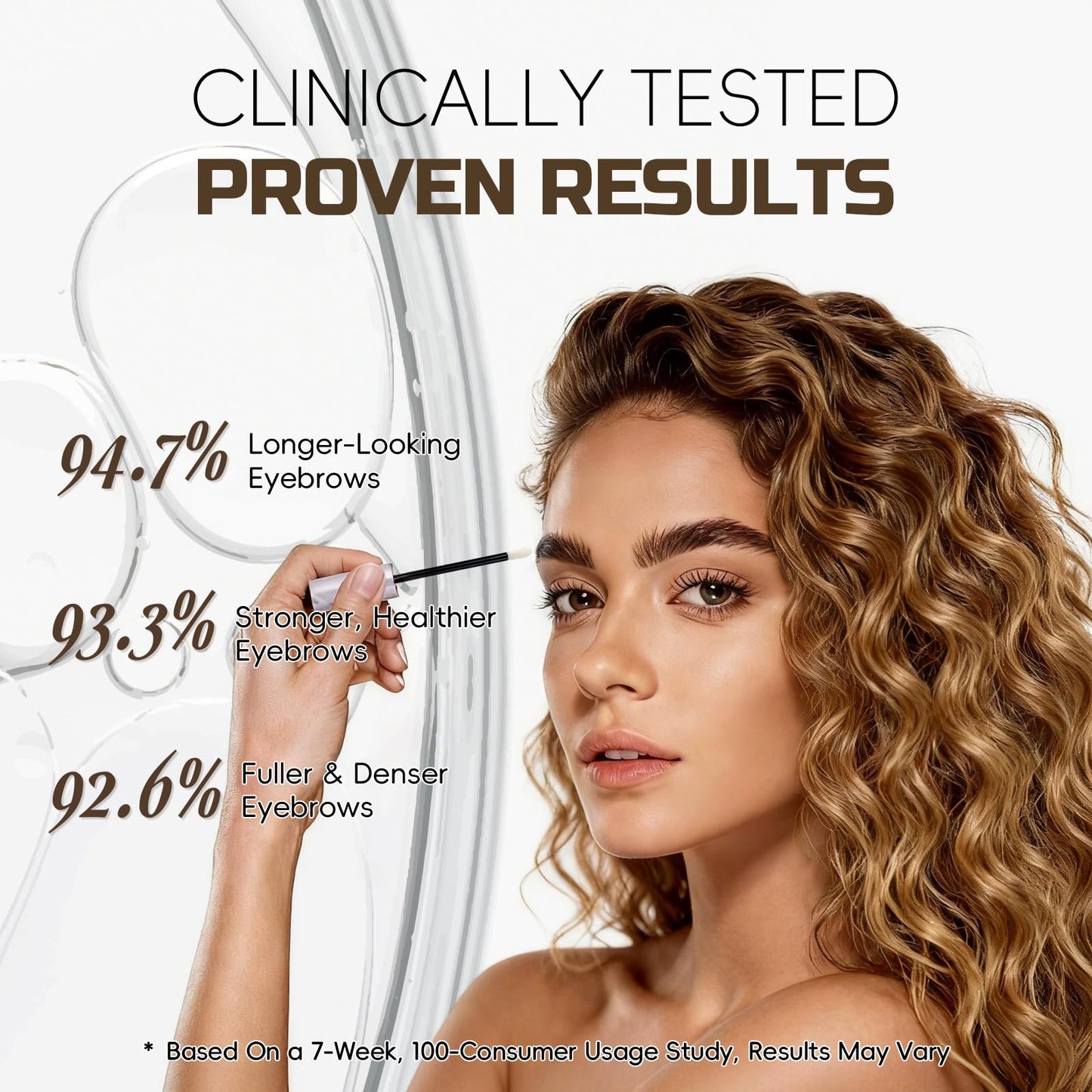 Eyebrow Growth Serum, Peptide Jojoba Eyebrow Serum Advanced Absorption for Longer, Thicker & Fuller Lashes and Brows, Vegan & Cruelty-Free, Clinically Tested (5mL)