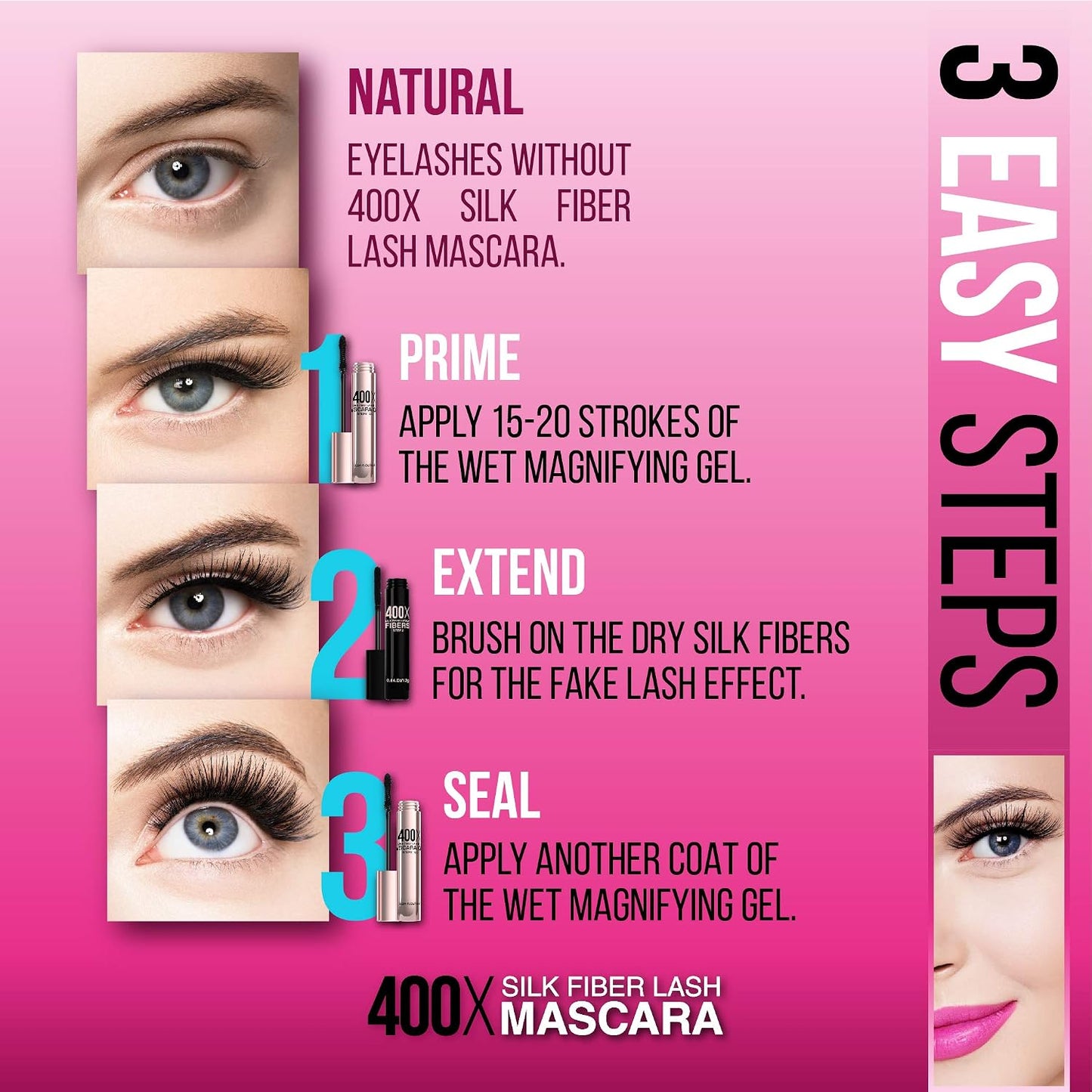 Pure Silk Fiber Lash Mascara - Ultra Black Volume & Length for Thicker Eyelashes | Waterproof & Hypoallergenic