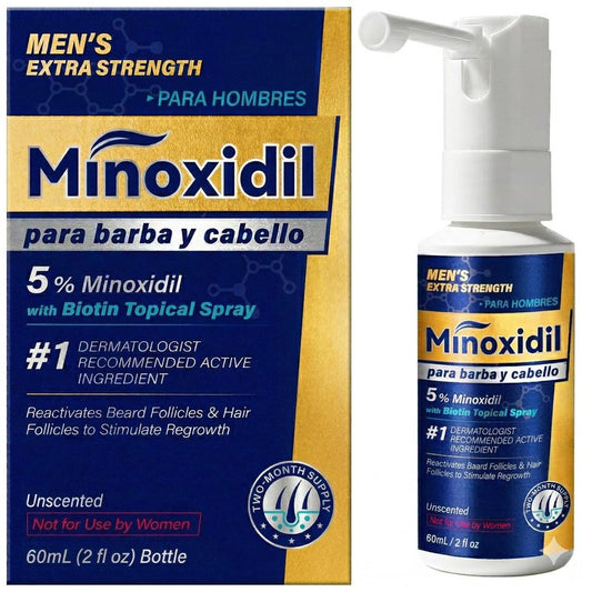 Minoxidil for Men Beard Growth Serum: Extra Strength 5% Minoxidil Spray for Men Beard and Hair Regrowth Treatments