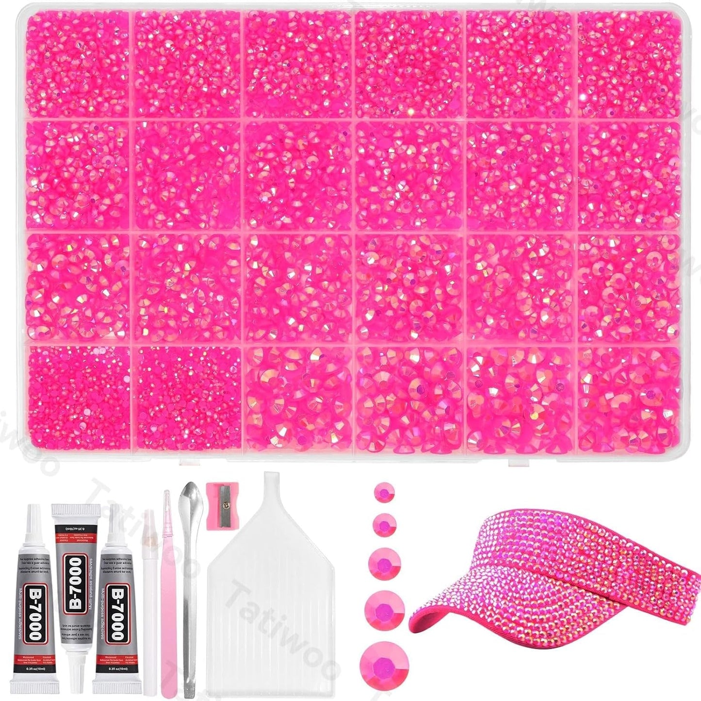 Light Pink Flatback Jelly Resin Rhinestones - 20000 Pcs Mix Sizes 2-6mm for Crafting & DIY Makeup Tumblers