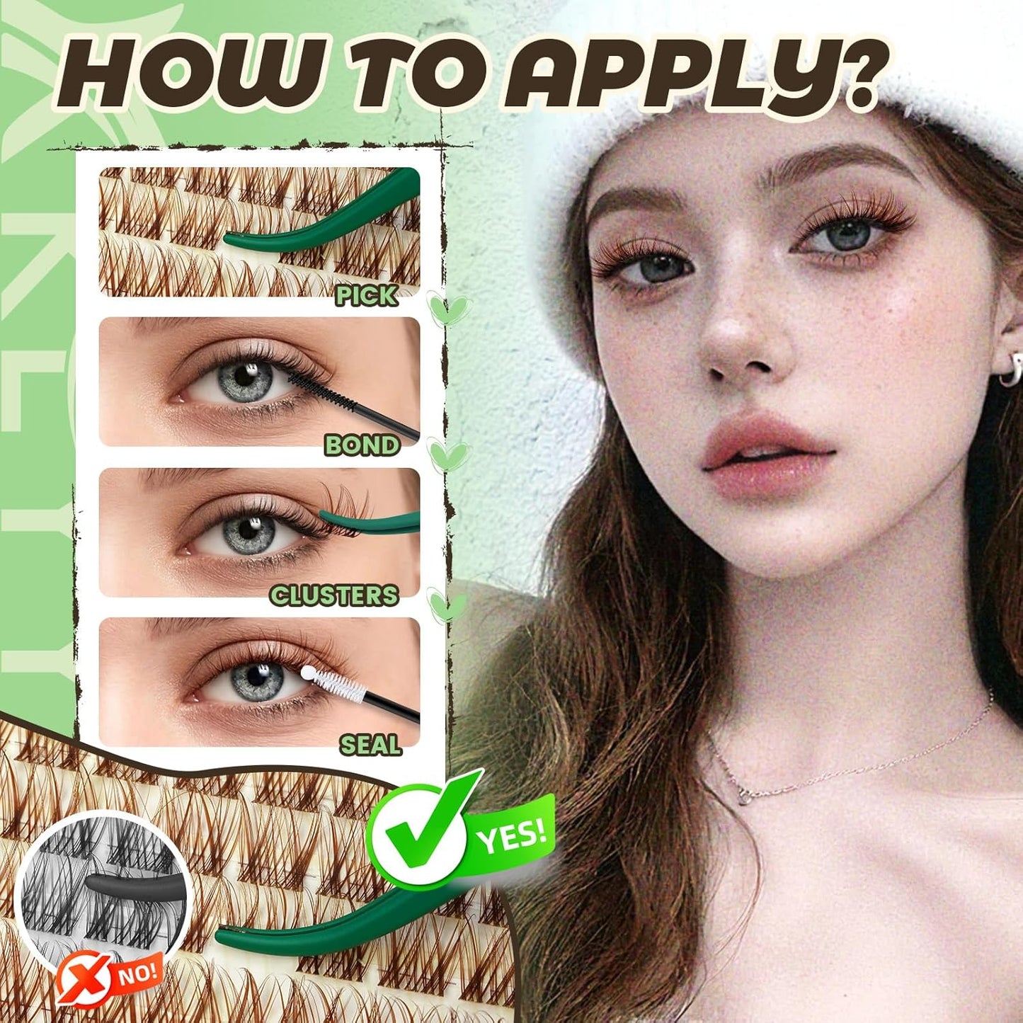 Spider Lash Clusters - Natural Wispy C Curl 8-16mm | Invisible Band DIY Eyelash for Anime Look