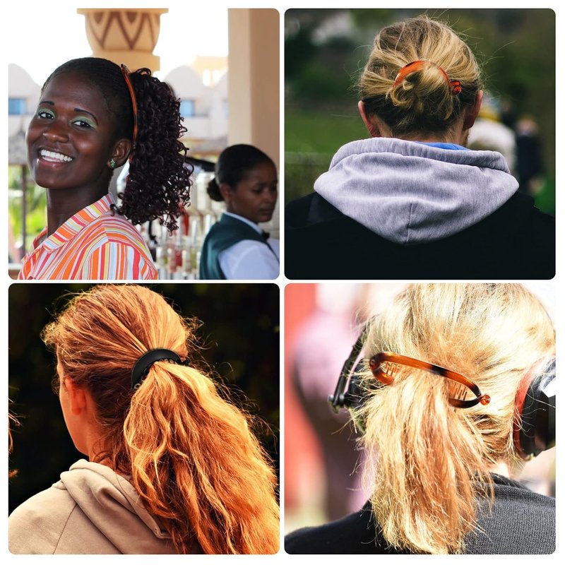 12 Pcs Banana Clips for Women - Classic Fishtail Hair Holders | Tortoiseshell, White, Clear, Black