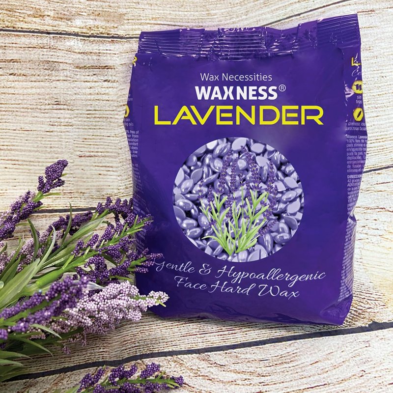 Waxness Lavender Face Hard Wax Pack of 2 x 0.8 lb (400 g) – Creamy Stripless Hard Wax for Sensitive Skin, Face, Bikini, Synthetic Resin Formula, Gentle Hair Removal – Made in Italy