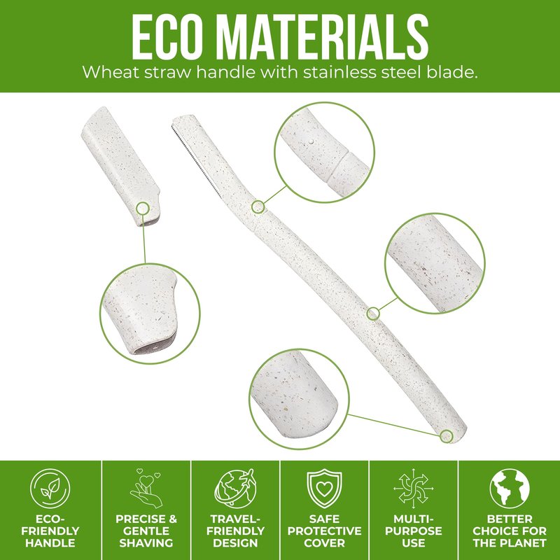 Women Facial Razor for Face Hair Removal – Dermaplaning & Eyebrow Razor, Peach Fuzz Remover, Eco-Friendly Wheat Straw Handle (3 Pack) | GlowAura Beauty