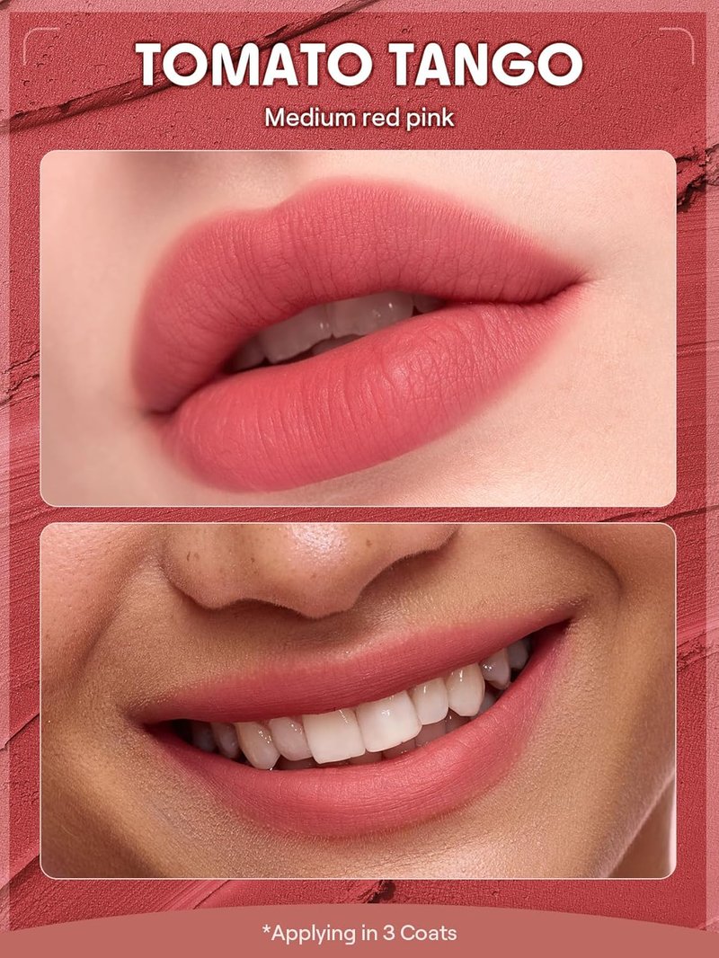 Bounce Putty Pocket Lip Pot - Velvet Matte Lip Gloss | High Pigment Tomato Tango Color with Brush