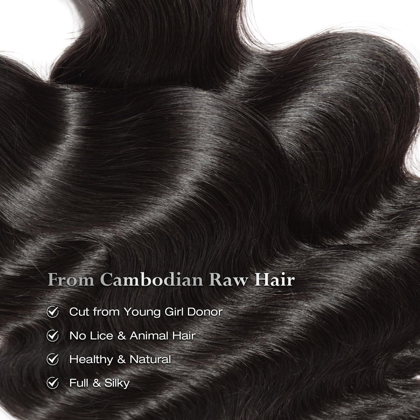 ASHINE Human Hair Bundles Body Wave, Unprocessed Cambodian Raw Hair Bundles for Women Natural Black 14 16 18 Inch, Keep Soft and Silky After Multiple Washes