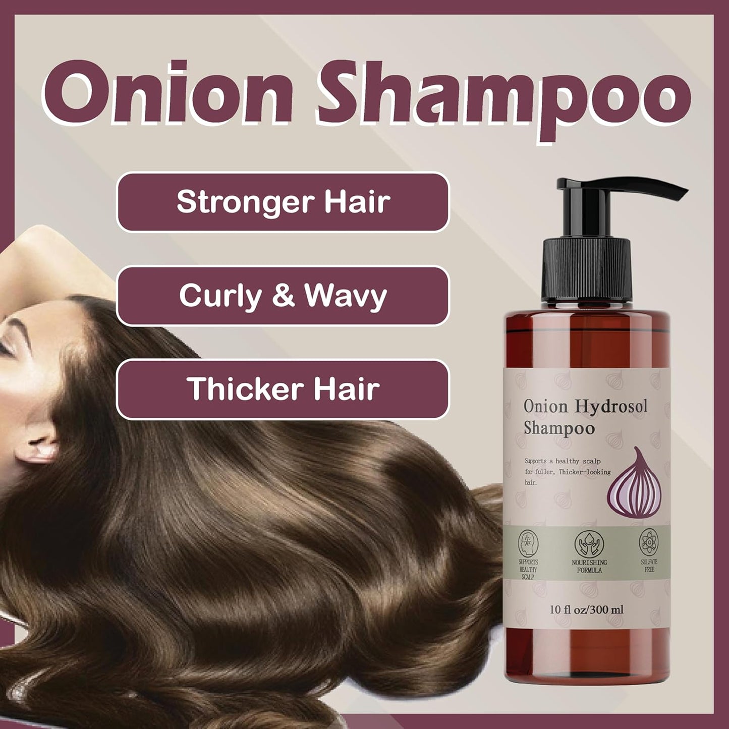 Onion Hydrosol Shampoo for Hair Growth - Biotin & Rosemary | Thicker, Fuller Hair (1pc)