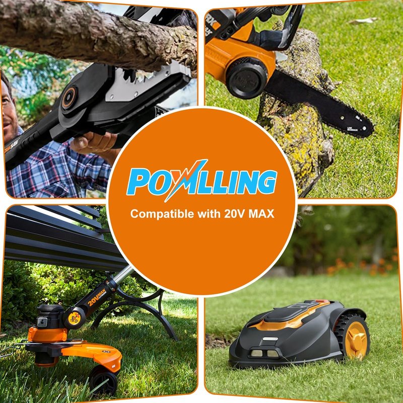 Powilling 20V Lithium Battery for Worx 20V Battery and Charger Kit, Compatible with All Worx Batteries WA3520 WA3525 WA3575 WG151s WG251s WG540s WG545s WG890 WG89