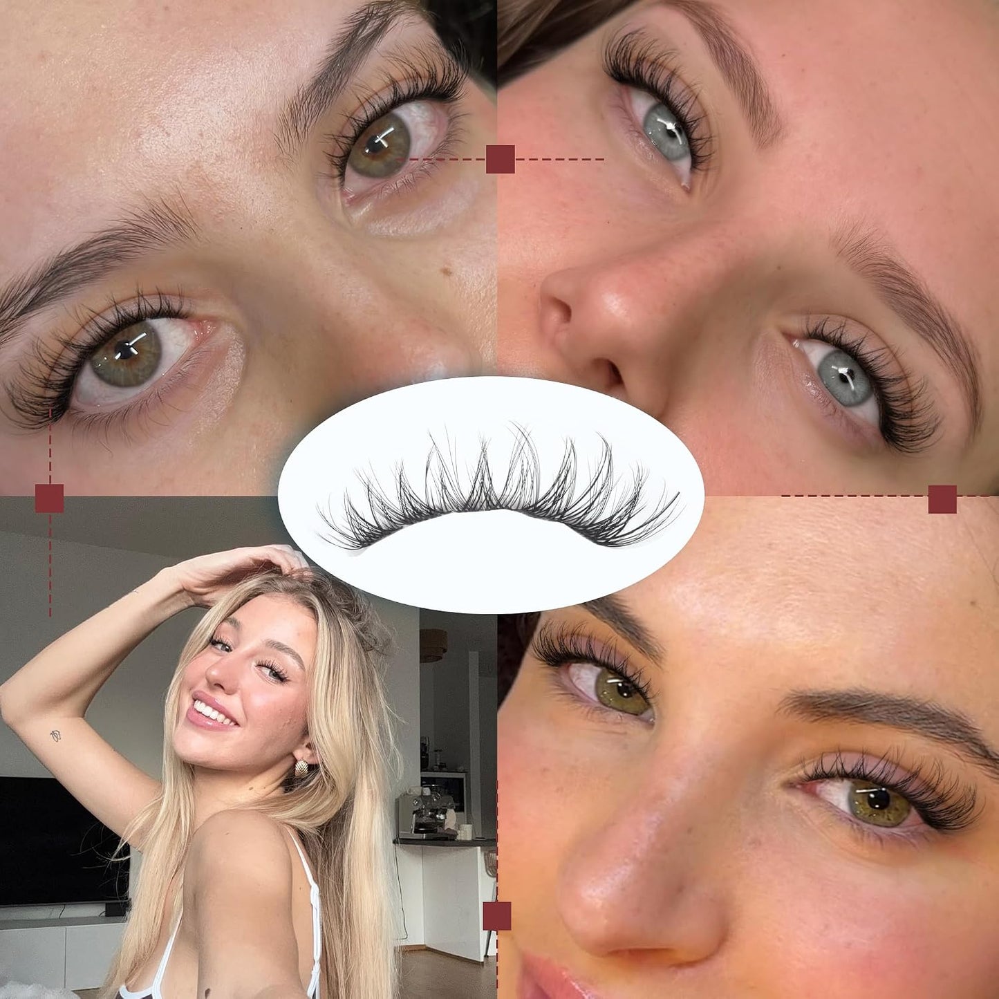 Natural D Curl Eyelash Extensions - Wispy Lash Clusters 10-16mm | Fluffy Velour Individual Lashes with Soft Band