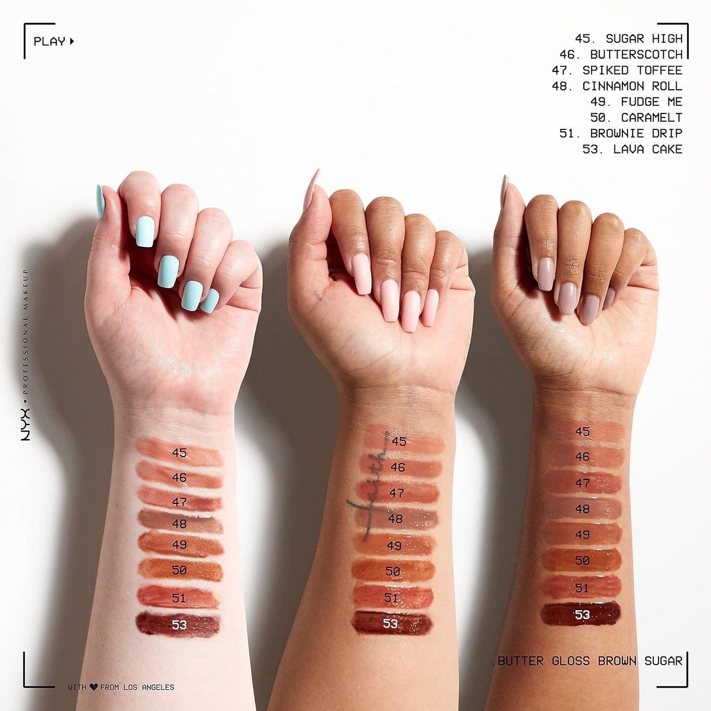 NYX Butter Gloss - Non-Sticky Brown Sugar Lip Gloss Trio | 3 Flavors: Sugar High, Spiked Toffee, Butterscotch