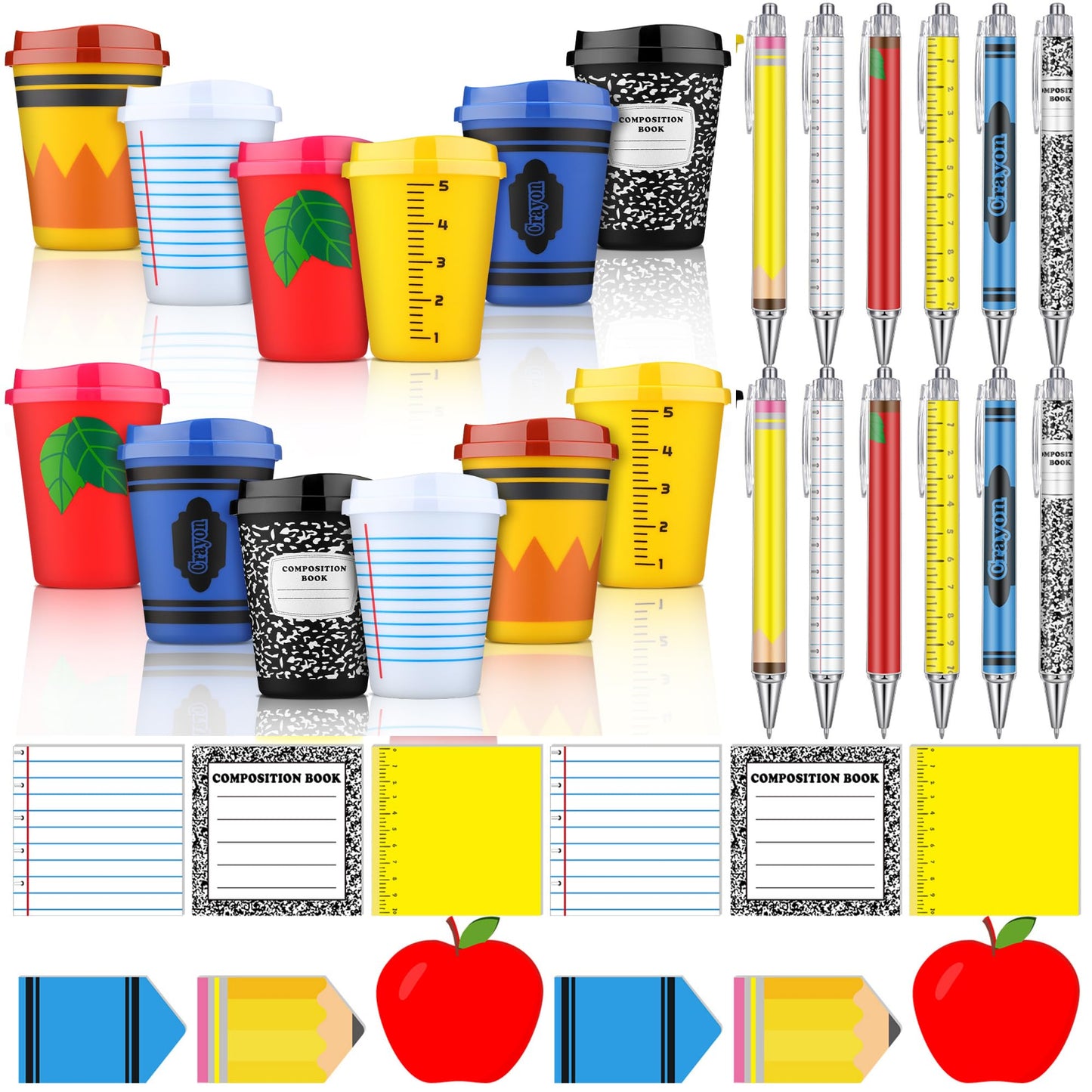 Honeydak 12 Set Back to School Teacher Gift Bulk Teachers Appreciation Gifts in Bulk Teacher Tumbler Cute Composition Notebook Sticky Note Ballpoint Pen for Mentor Lecturer Educator (12 oz,Modern)