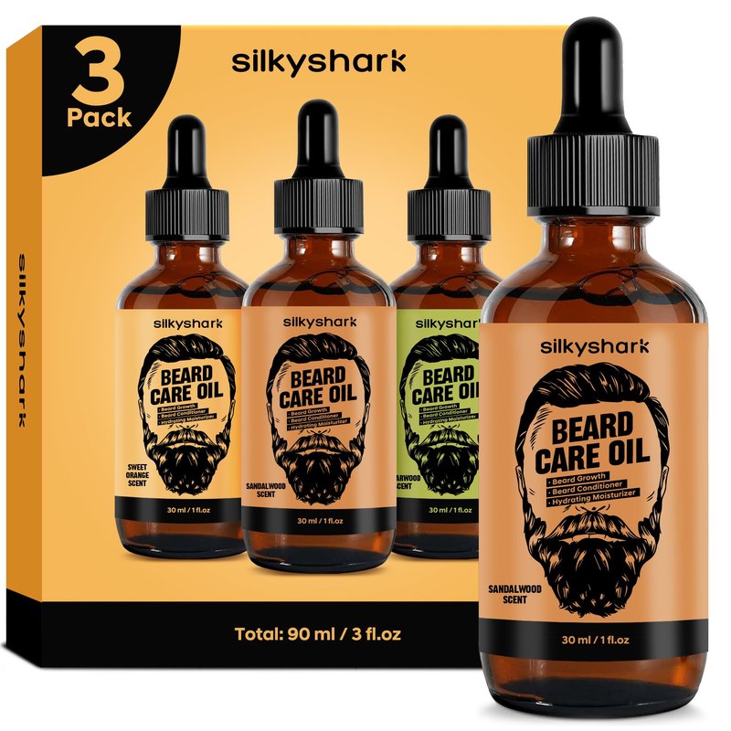 SilkyShark Beard Oil (1 Pack, 30ml), Beard Growth & Conditioning Oil for Men, Hydrating Beard Moisturizer for Grooming & Care, Majestic Oud