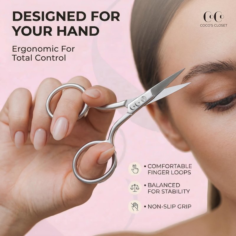 Professional Grooming Scissors for Personal Care Facial Hair Removal and Ear Nose Eyebrow Trimming Stainless Steel Fine Straight Tip Scissors