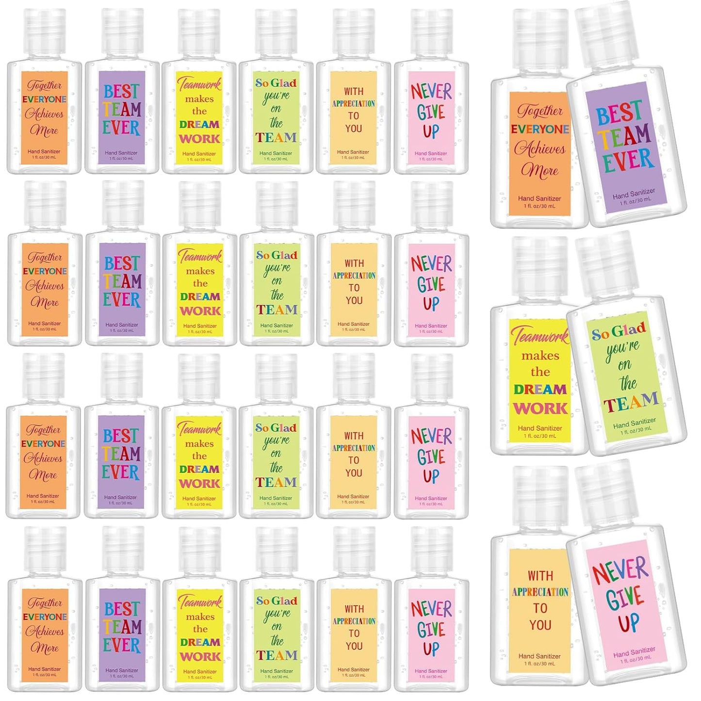 Thank You Mini Hand Sanitizer - 24 Pack Travel Size 1oz | Scented Party Favors for Team Gifts, Teachers, and Coworkers (Black)