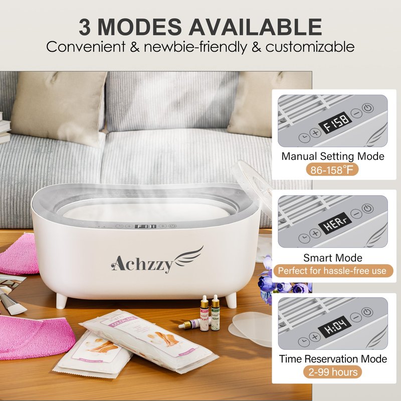 Achzzy Paraffin Wax Machine for Hands and Feet, 5000ml Professional Wax Warmer with Temperature Control, Smart Heating, Stainless Steel Inner Pot, Moisturizing Hot Wax Bath with Unscented Refills