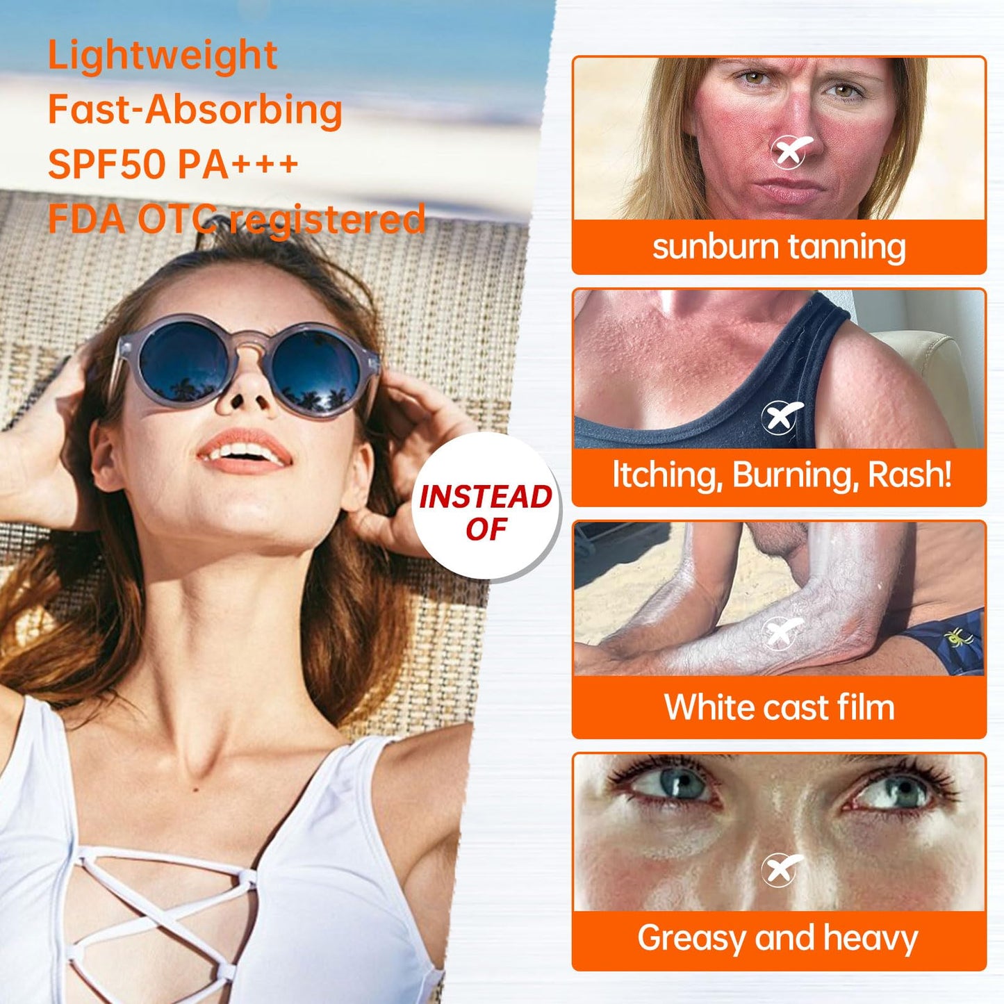Mineral Sunscreen Spray SPF 50, 360° Mist, Broad-Spectrum UVA/UVB Protection, Lightweight & Non-Greasy, Travel Size Sunscreen Spray for Face & Body, Water & Sweat Resistant，5.07oz/150ml (2 pack)