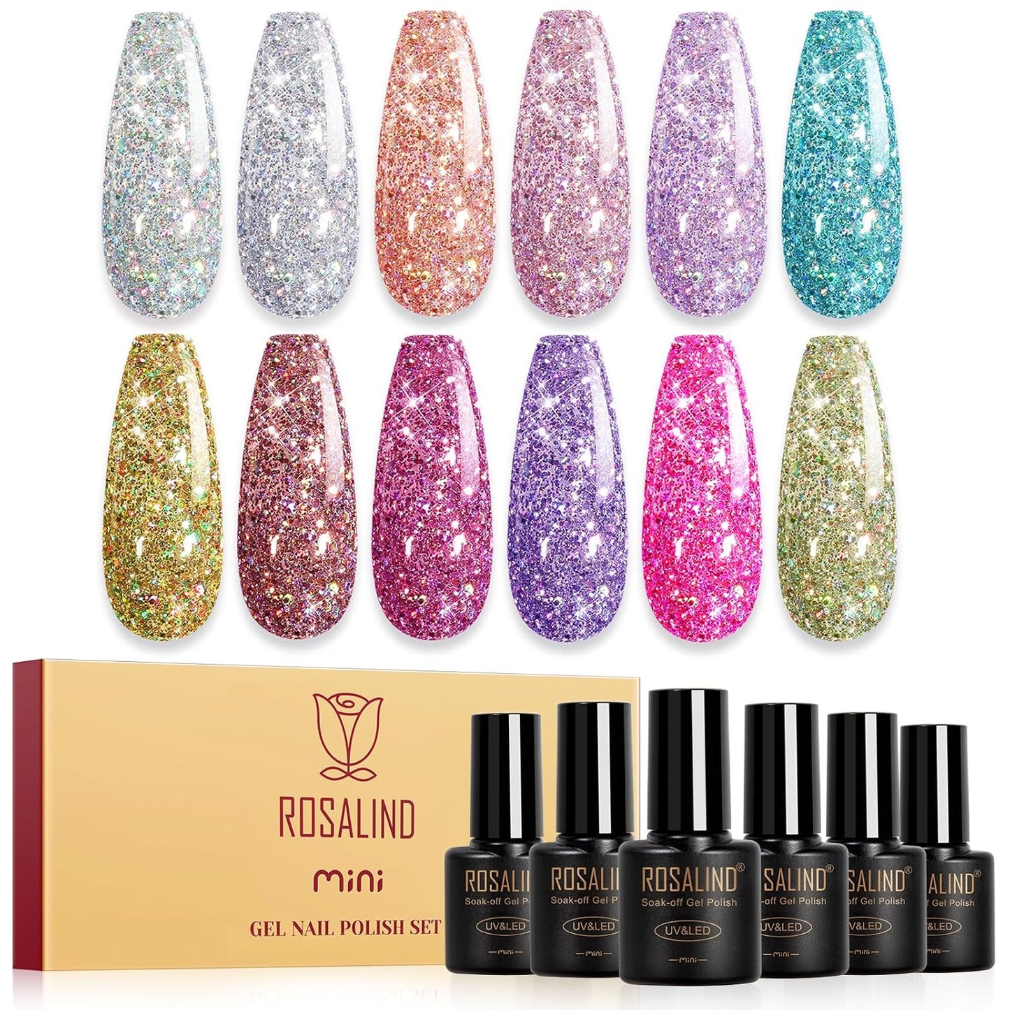 Cat Eye Gel Nail Polish - 12 Colors Magnetic Glitter Set | Sparkle Diamond Effect, Soak Off UV Manicure Gift for Women