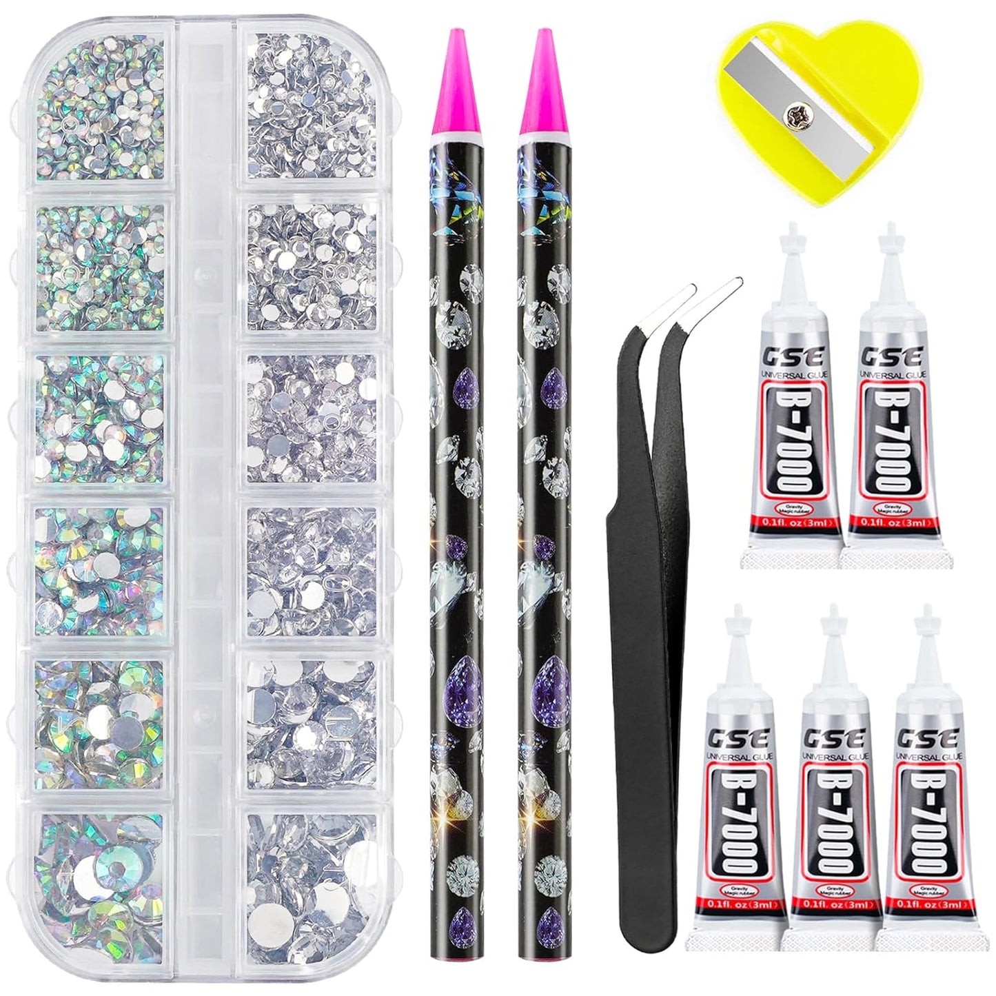 Canvalite 35000Pcs Multicolor Flatback Rhinestones - 3mm Bedazzling Kit with Glue & Tools for Crafting